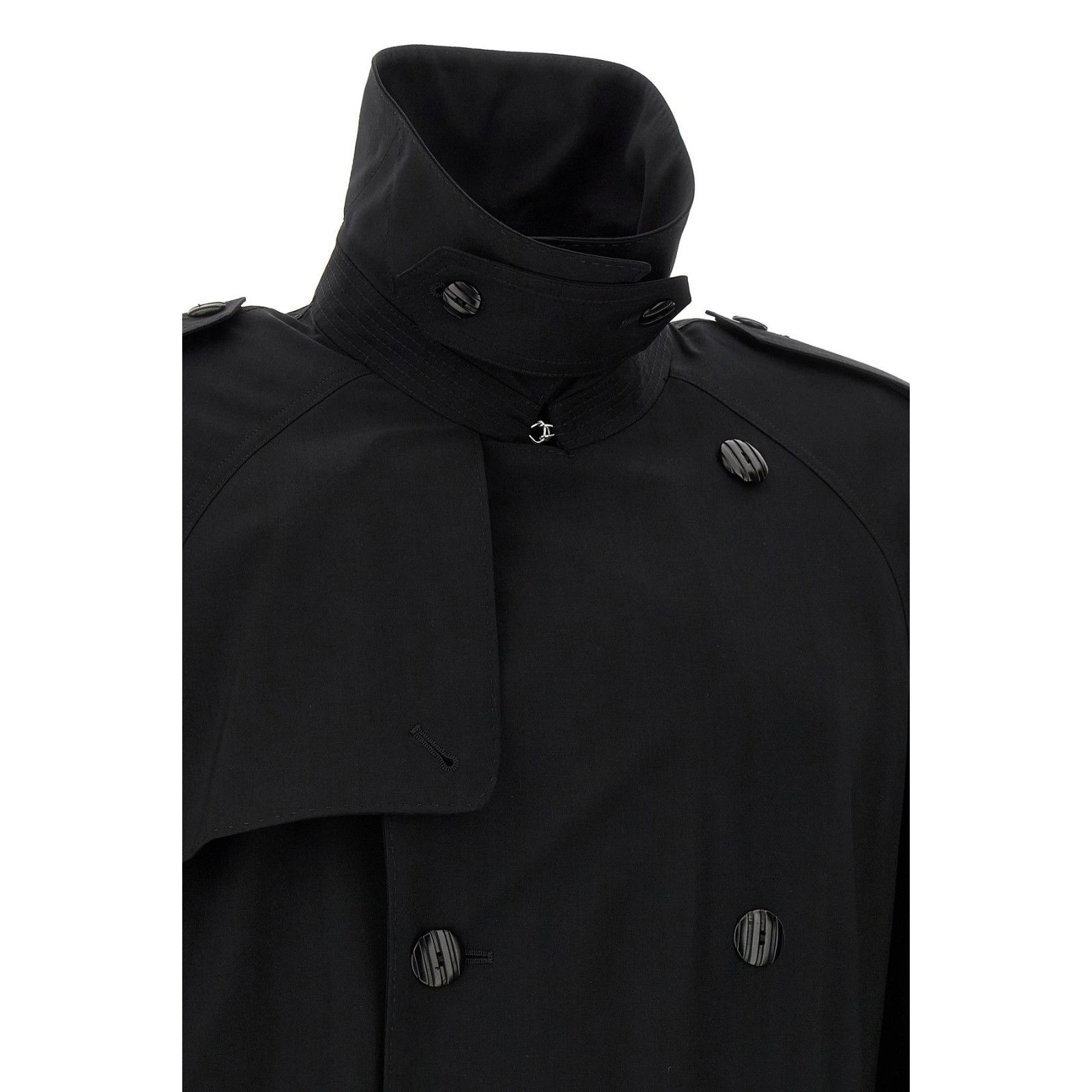 FENDI Double Breasted Black Wool Long Trench Coat New & Auth