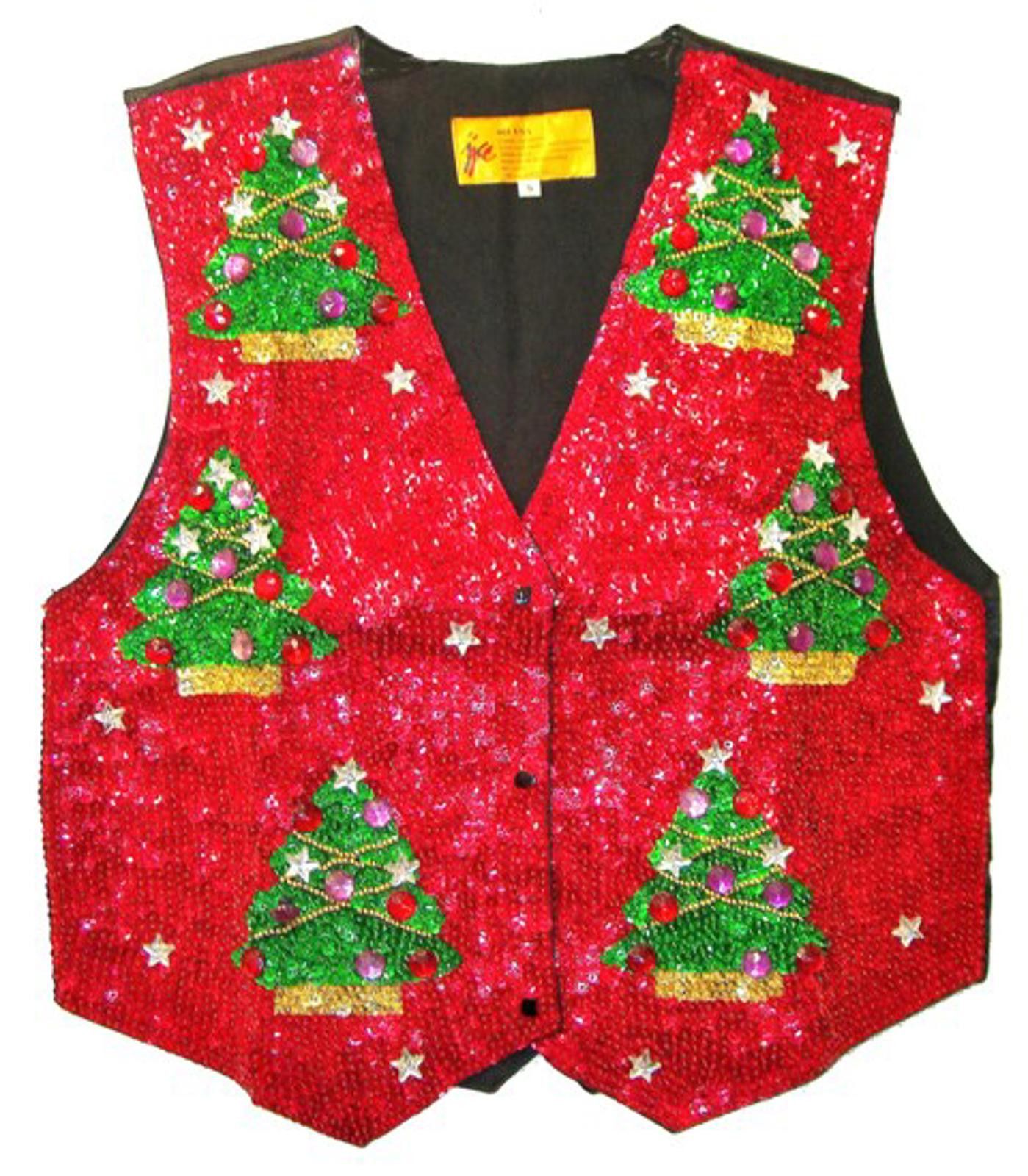 Other Sequin Vest RED w/CHRISTMAS TREE for Kids Size ONE SIZE - 1 Preview