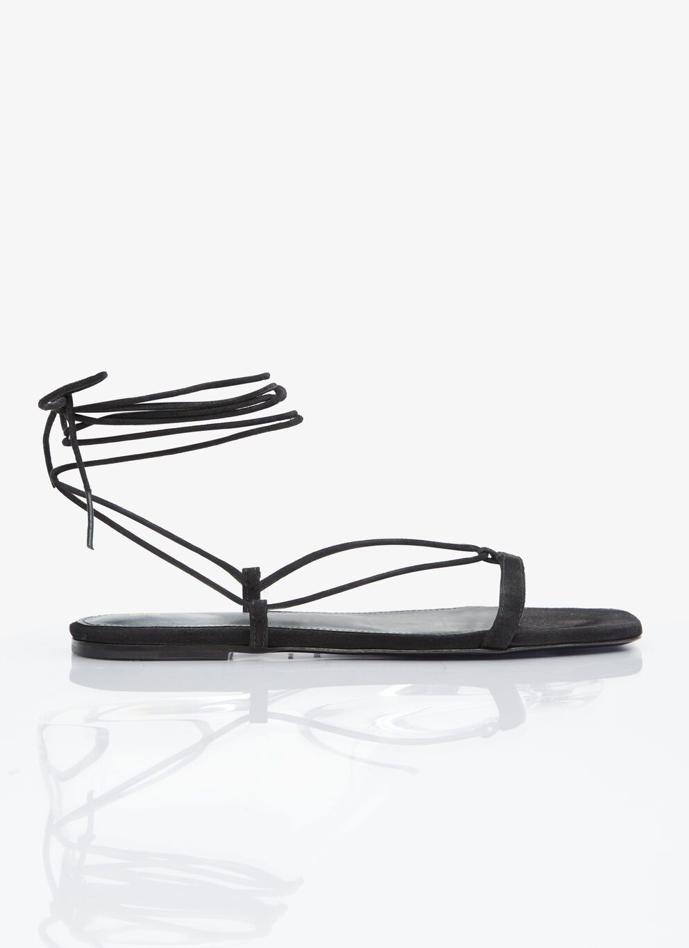 image of Toteme The Suede Tie Sandals in Black, Women's (Size 10)