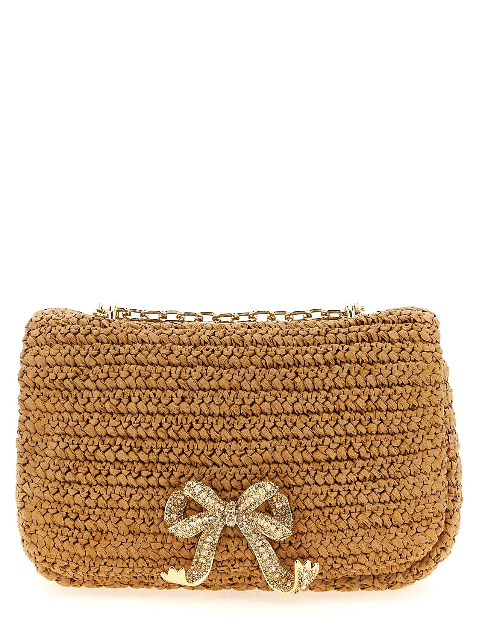 'Raffia bow charm' shoulder bag