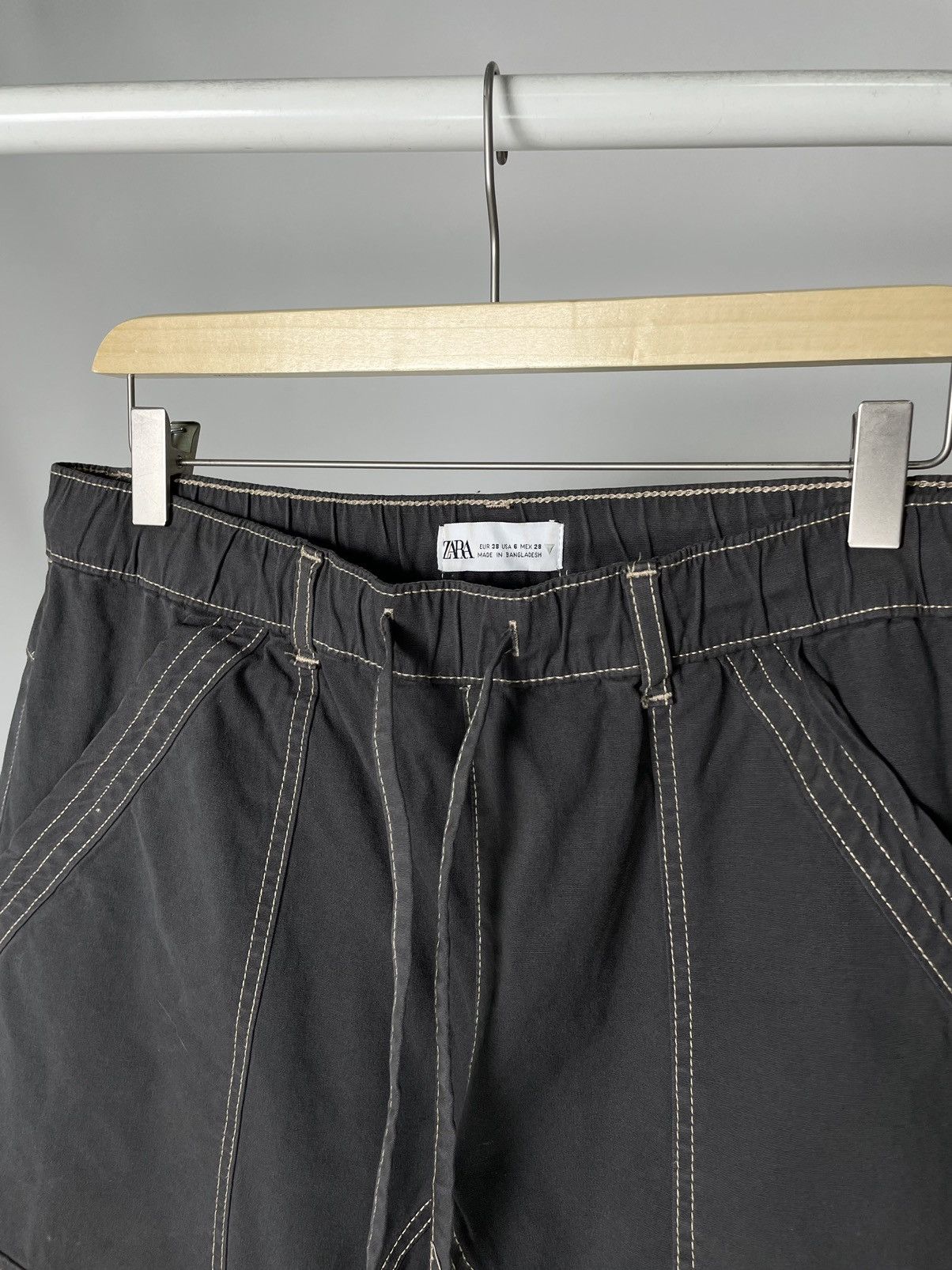 Zara Zara Aviator Parachute Cargo Navy Green Pants Military style Size US 34 / EU 50 - 4 Thumbnail