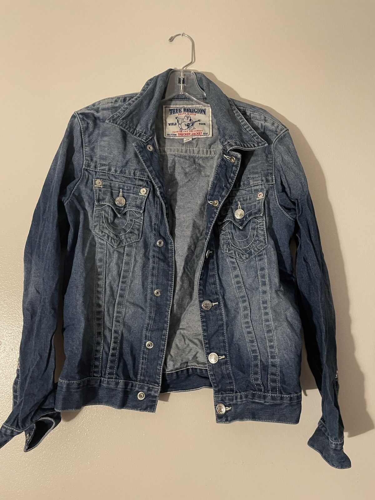 image of True Religion Jean Jacket in Wash Denim, Men's (Size Small)