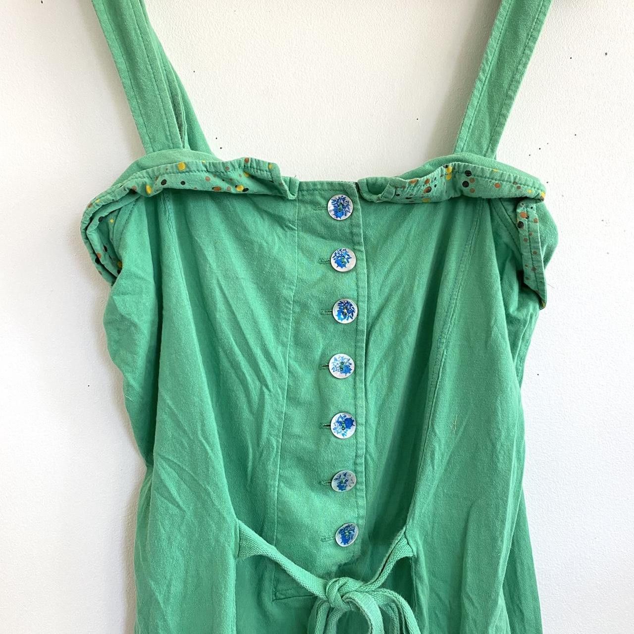Vintage ALLIHOP GREEN BOHO SUMMER DRESS BUTTON SIZE MEDIUM RETRO Size M / US 6-8 / IT 42-44 - 3 Thumbnail