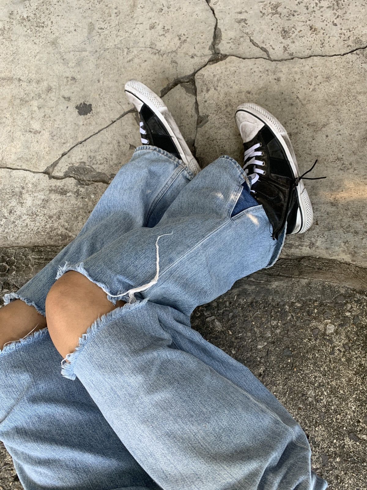 semanticdesign Semantic design Leather Low-Top Sneakers Zipper Distressed Size US 9.5 / EU 42-43 - 2 Thumbnail