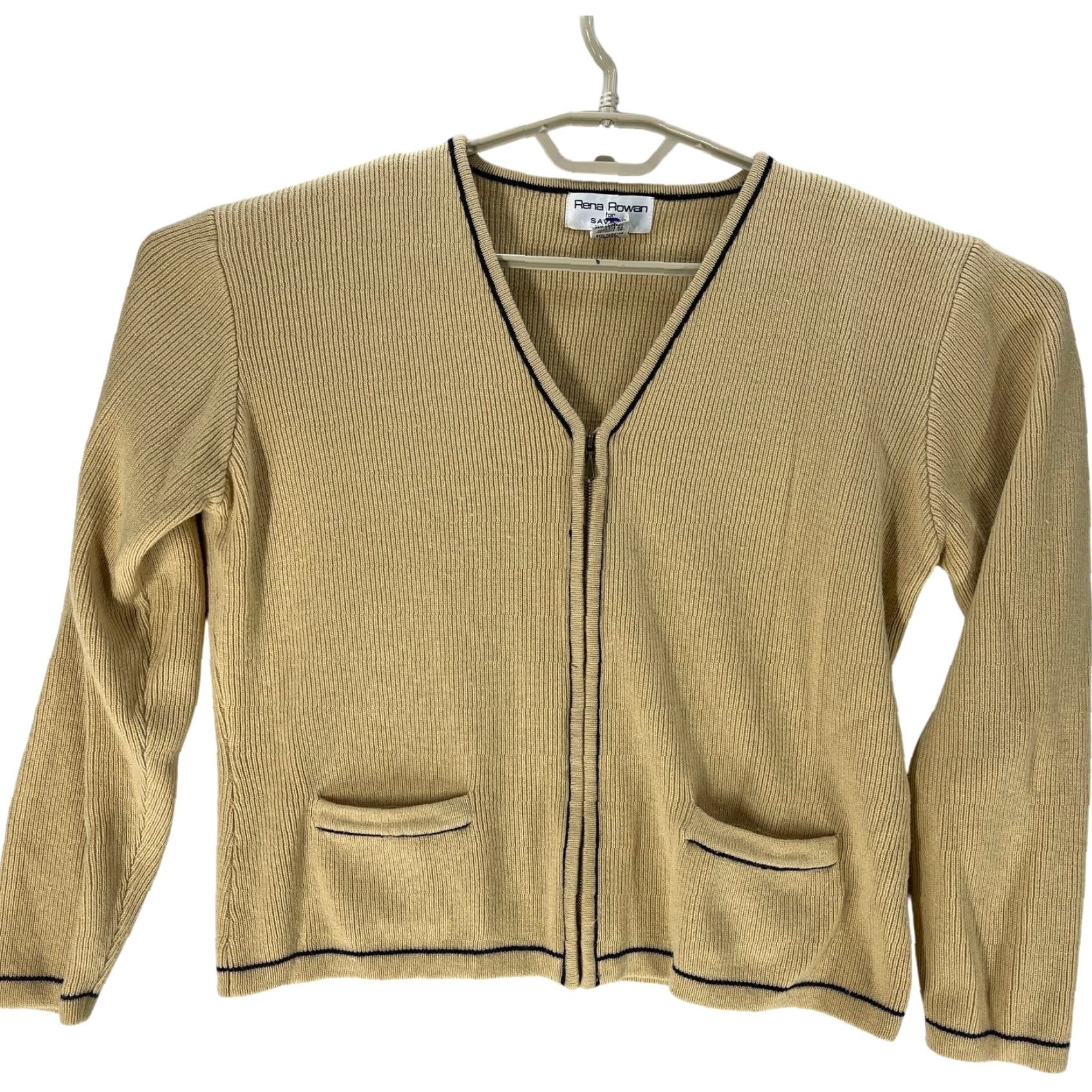 Vintage Rena Rowan Cardigan Sweater Womens M Mustard Long Sleeve V-Neck Tailored Classic Academia Preppy Demure 90s Inspired Size M / US 6-8 / IT 42-44 - 2 Thumbnail