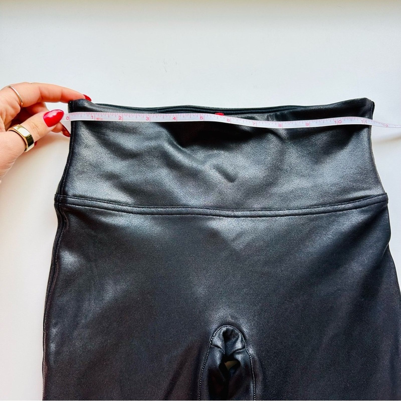 Spanx SPANX Leather Black High Stretch Pants Yoga Leggings Tights Size 28" / US 6 / IT 42 - 18 Thumbnail
