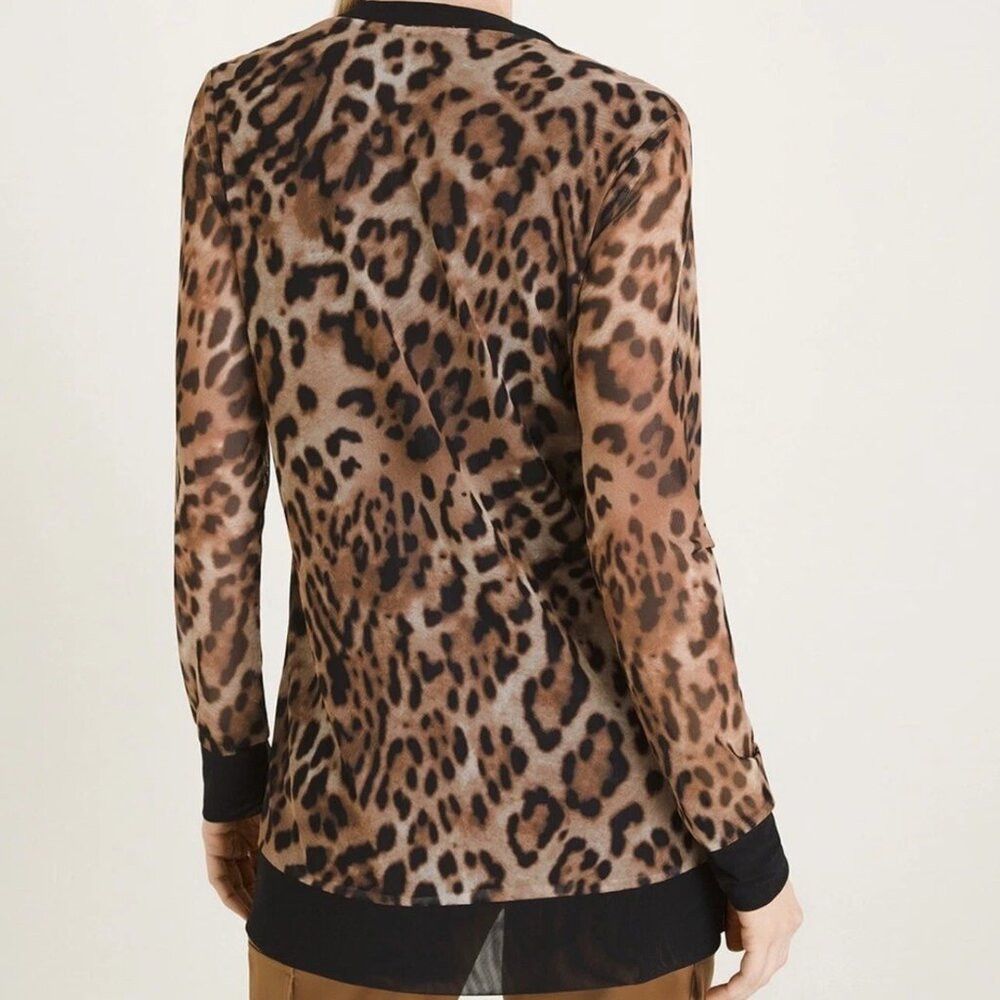 Chicos Chico's Animal Print Mesh Leopard Pattern Cardigan Size 3 U Size XL / US 12-14 / IT 48-50 - 3 Thumbnail