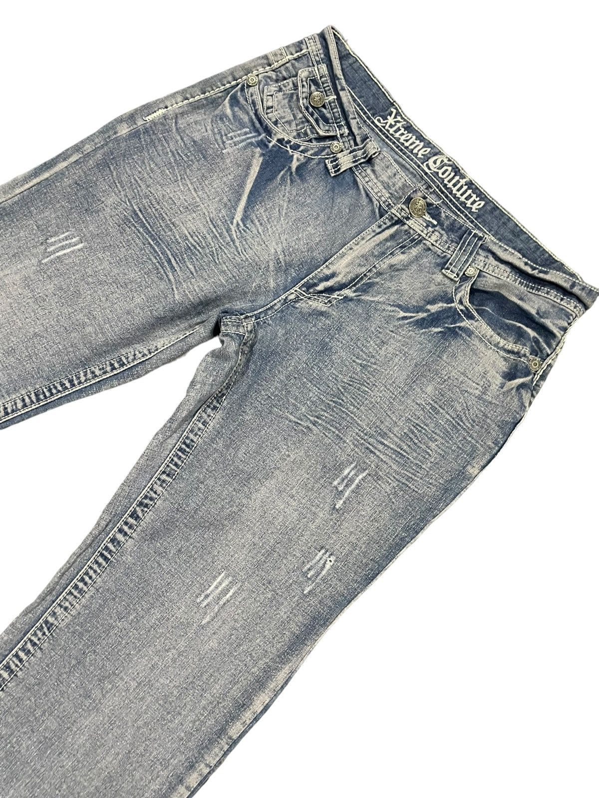 If Six Was Nine Xtreme Couture Cross Pocket Jeans Size US 35 - 14 Thumbnail