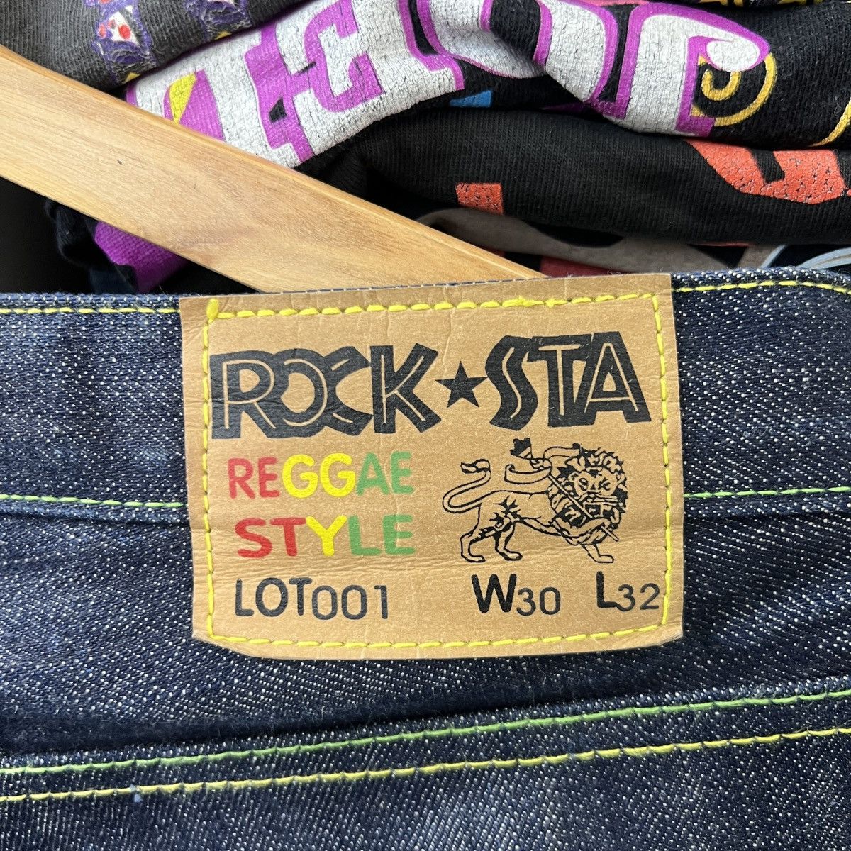 Japanese Brand VTG RASTAFARI ROCK STA JAMAICA FLAG JEAN Size US 31 - 7 Thumbnail