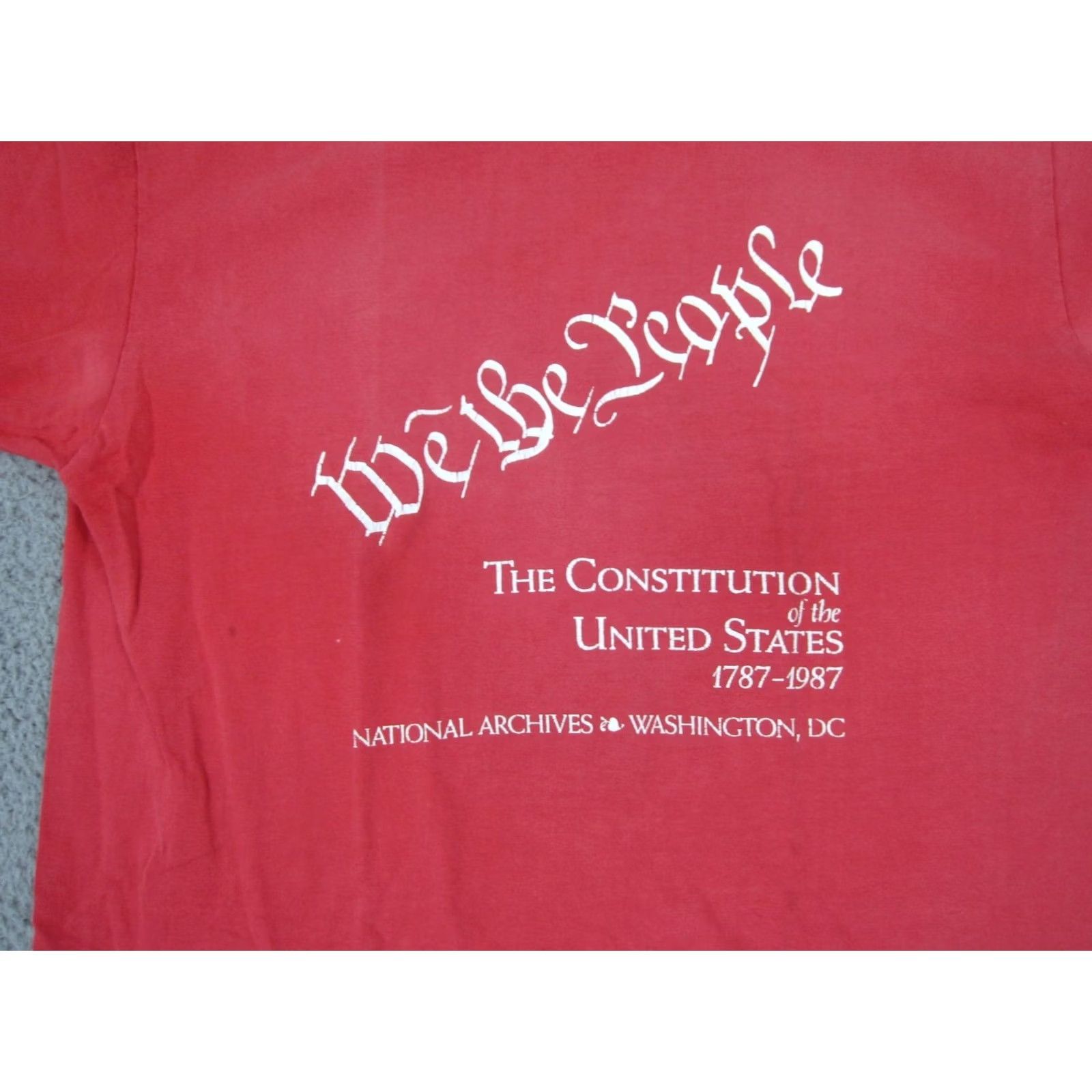 Vintage VINTAGE Constitution Shirt Mens Large Red USA 80s We The People Size US L / EU 52-54 / 3 - 2 Thumbnail