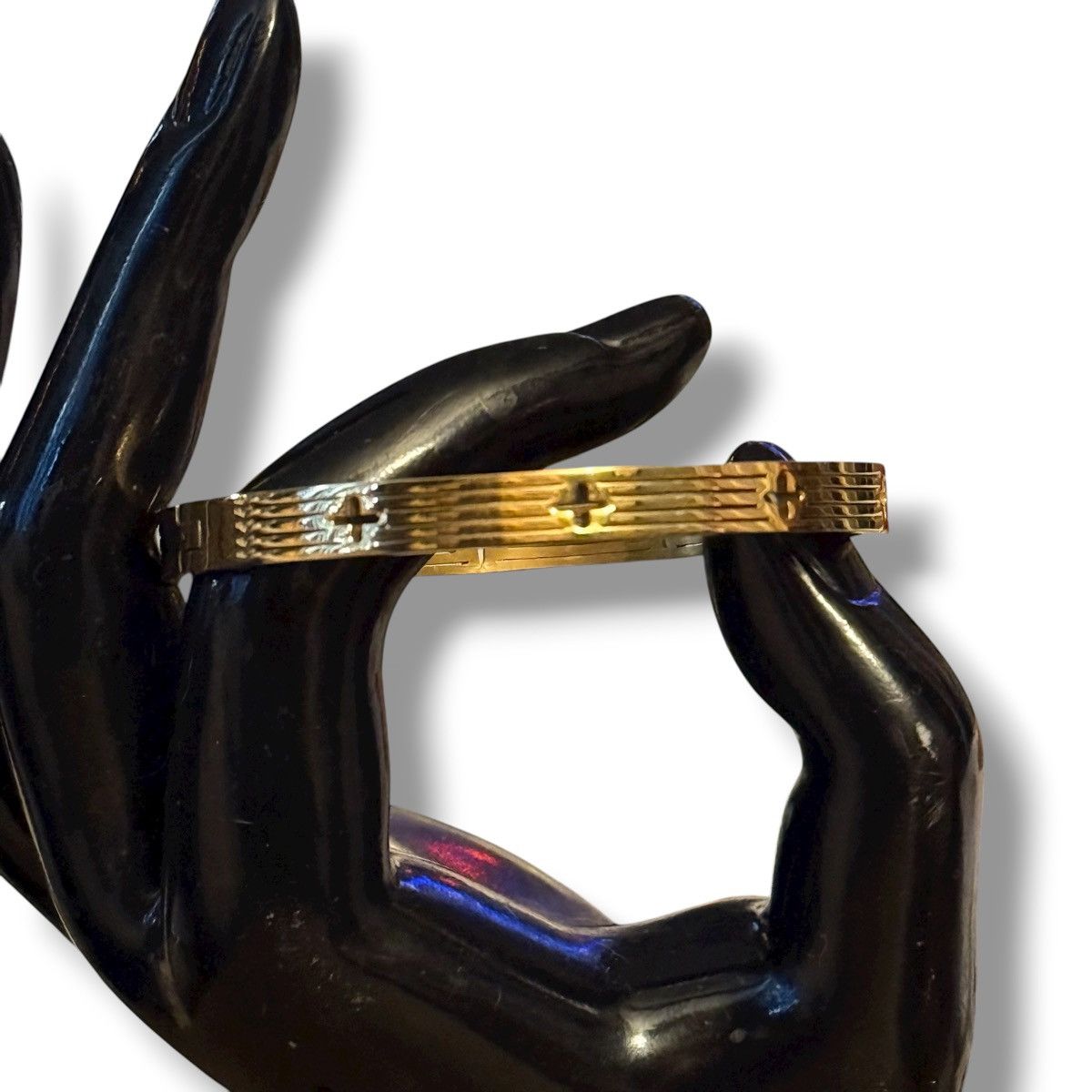 Other Gold stainless steel cut out cross hinged bangle bracelet Size ONE SIZE - 2 Thumbnail