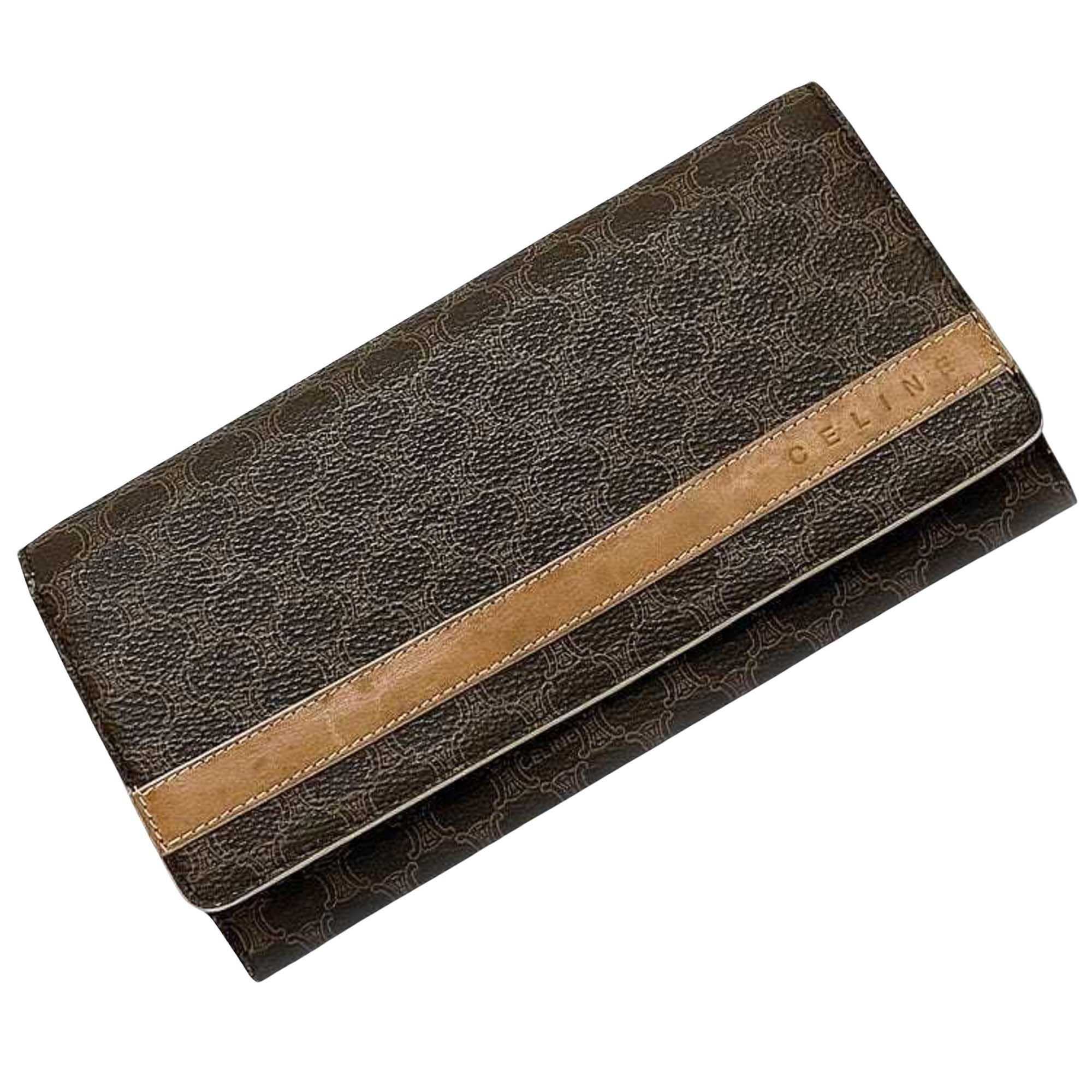 image of Celine Céline Macadam Wallet in Brown, Women's