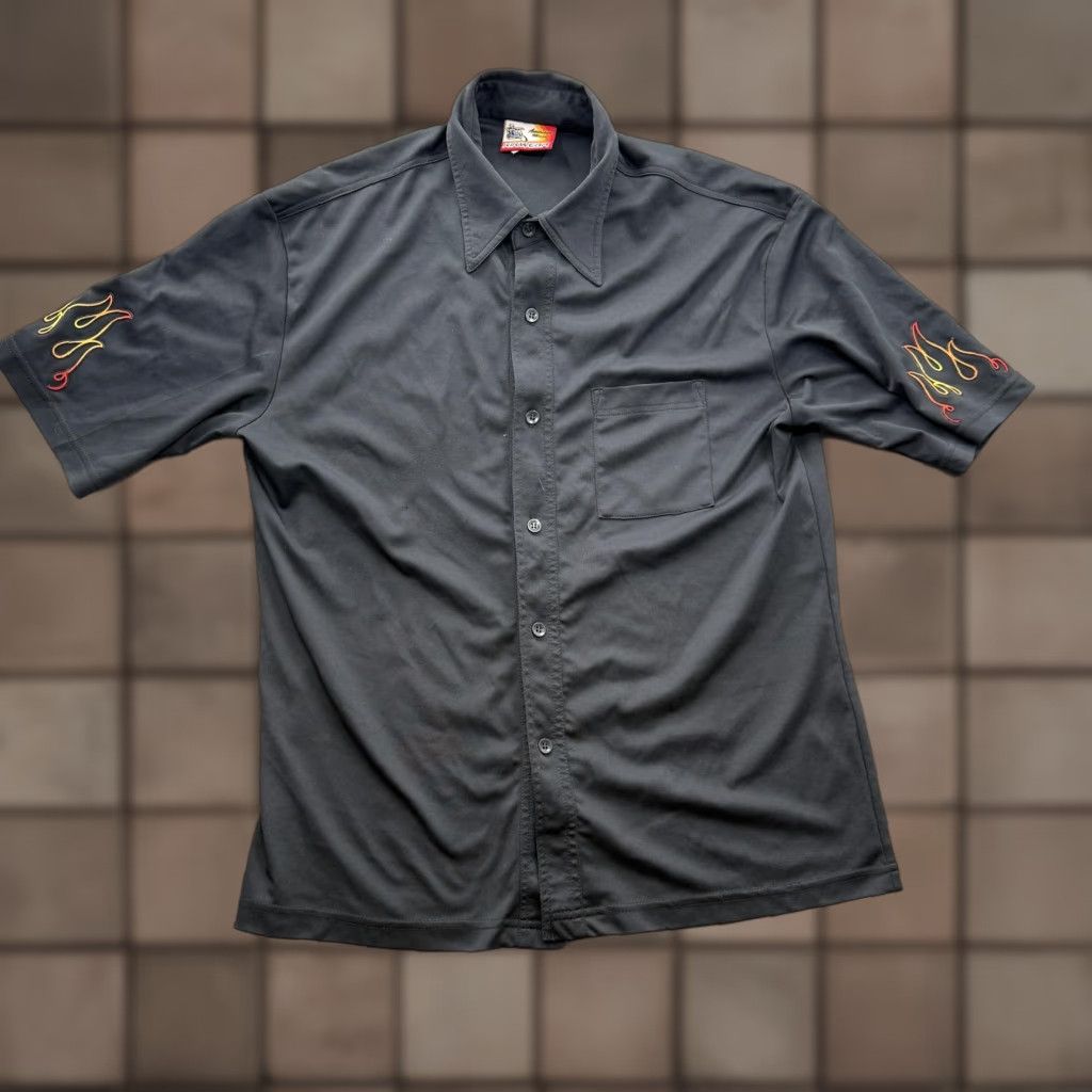 Vintage VINTAGE Kikwear Shirt Mens Large Black Flame Embroidered Short Sleeve USA Size US L / EU 52-54 / 3 - 1 Thumbnail