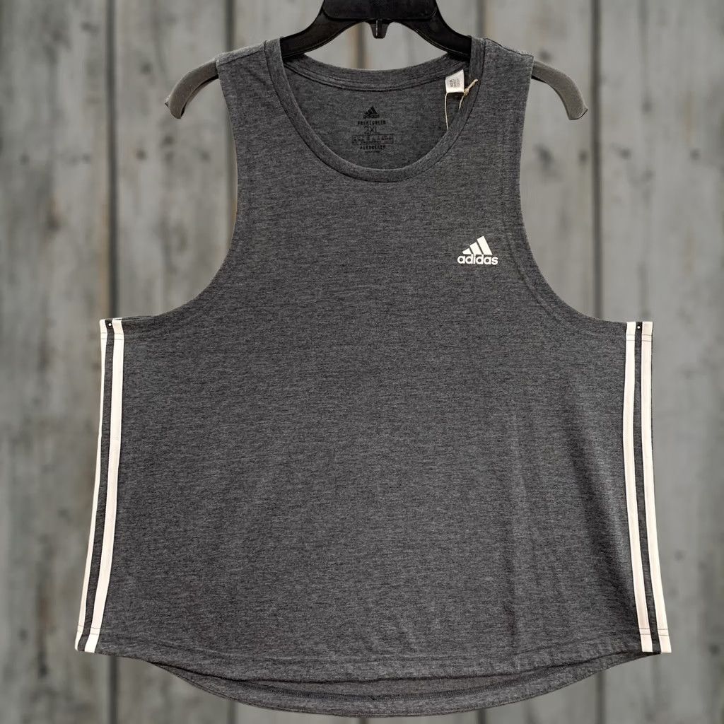 Adidas Tank Top Shirt Womens 2XL Gray Primegreen Aeroready Running Active Sports, Women's (Size Xxl)