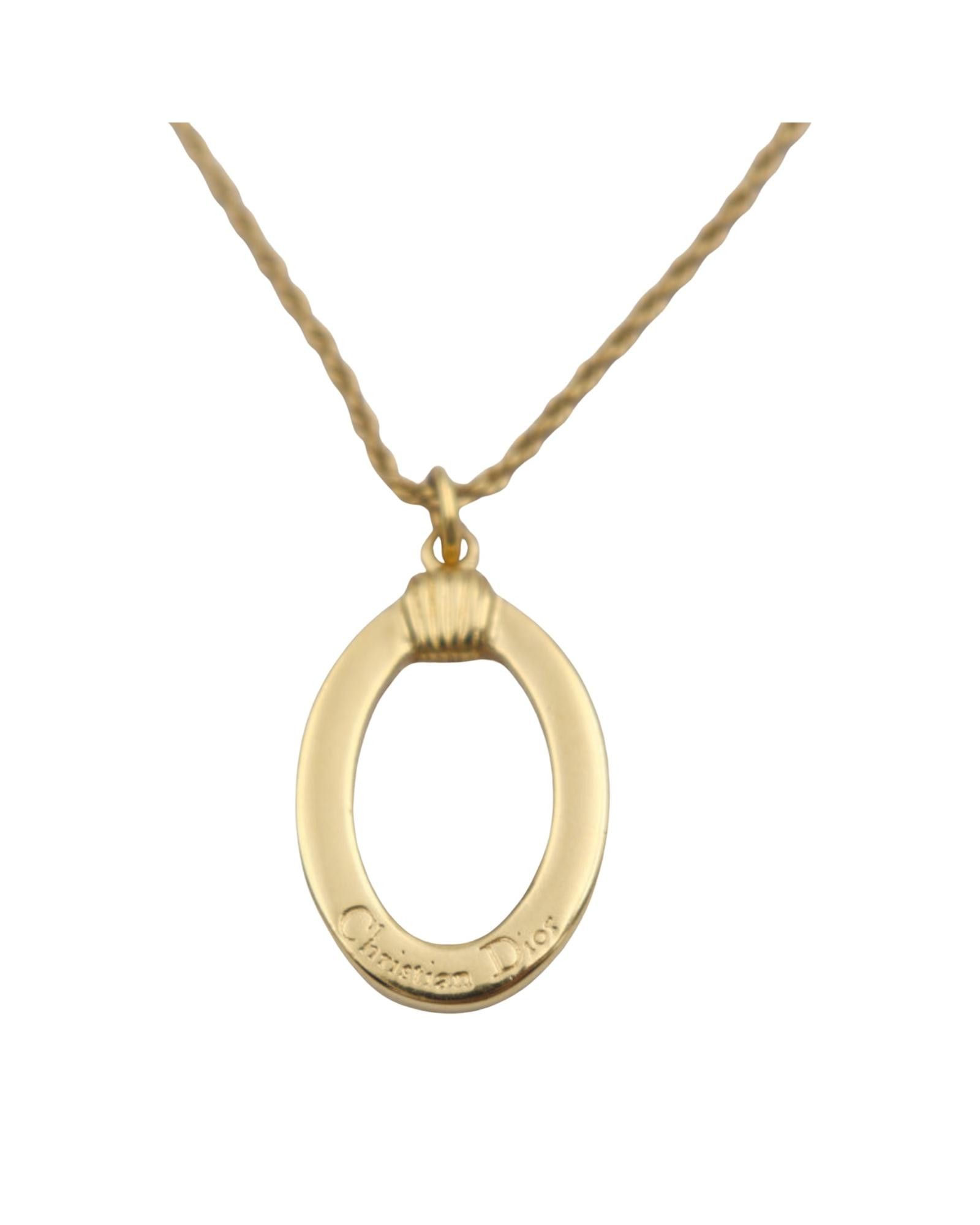 image of Dior Gold Metal Pendant Necklace, Women's
