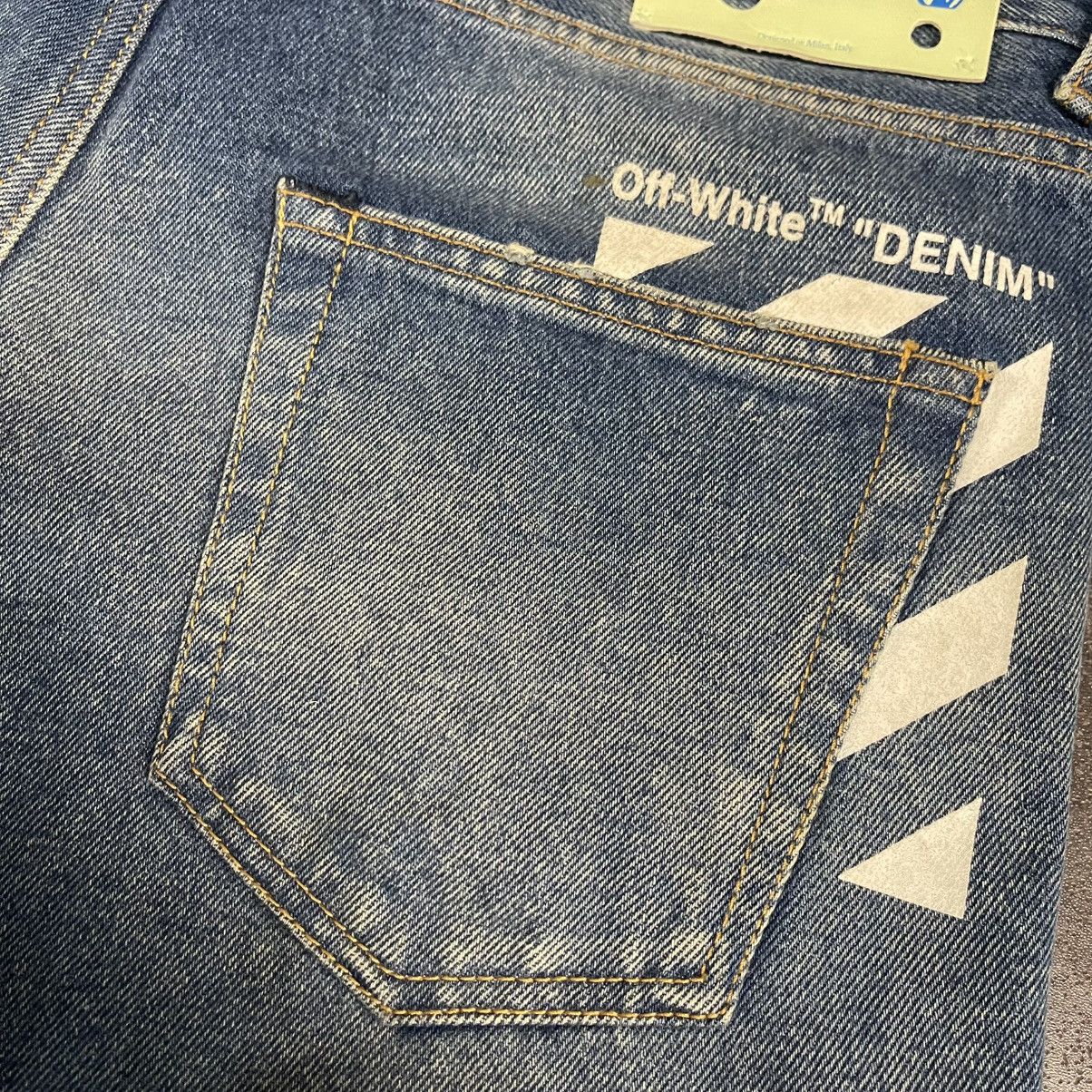 Off-White Off-White Diag Pocket Slim Jeans Medium Blue White Size US 29 - 3 Thumbnail
