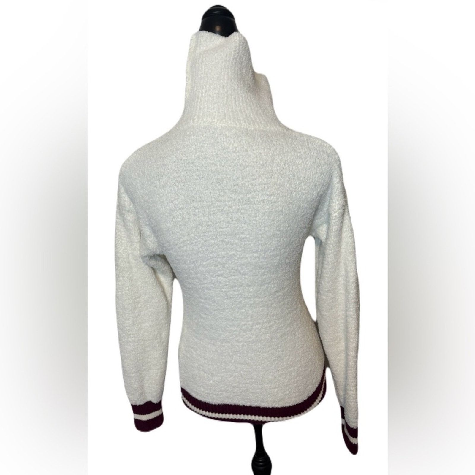 Forever 21 (Forever 21) Fuzzy Collegiate Turtleneck Sweater: Size Small Size S / US 4 / IT 40 - 2 Thumbnail