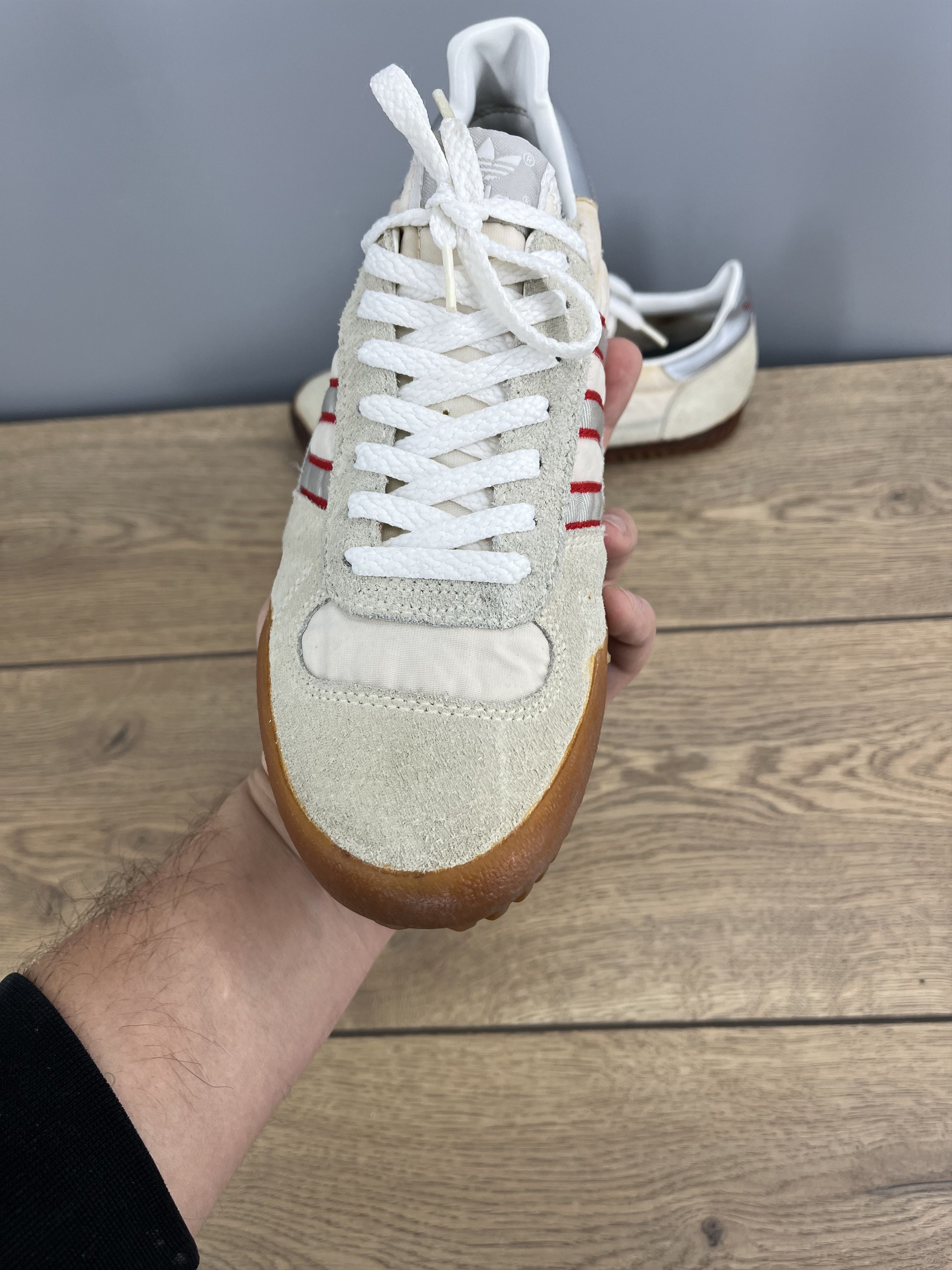 Adidas adidas Indoor Super II Vintage Suede Sneakers Cream Red Size US 7 / IT 37 - 11 Thumbnail