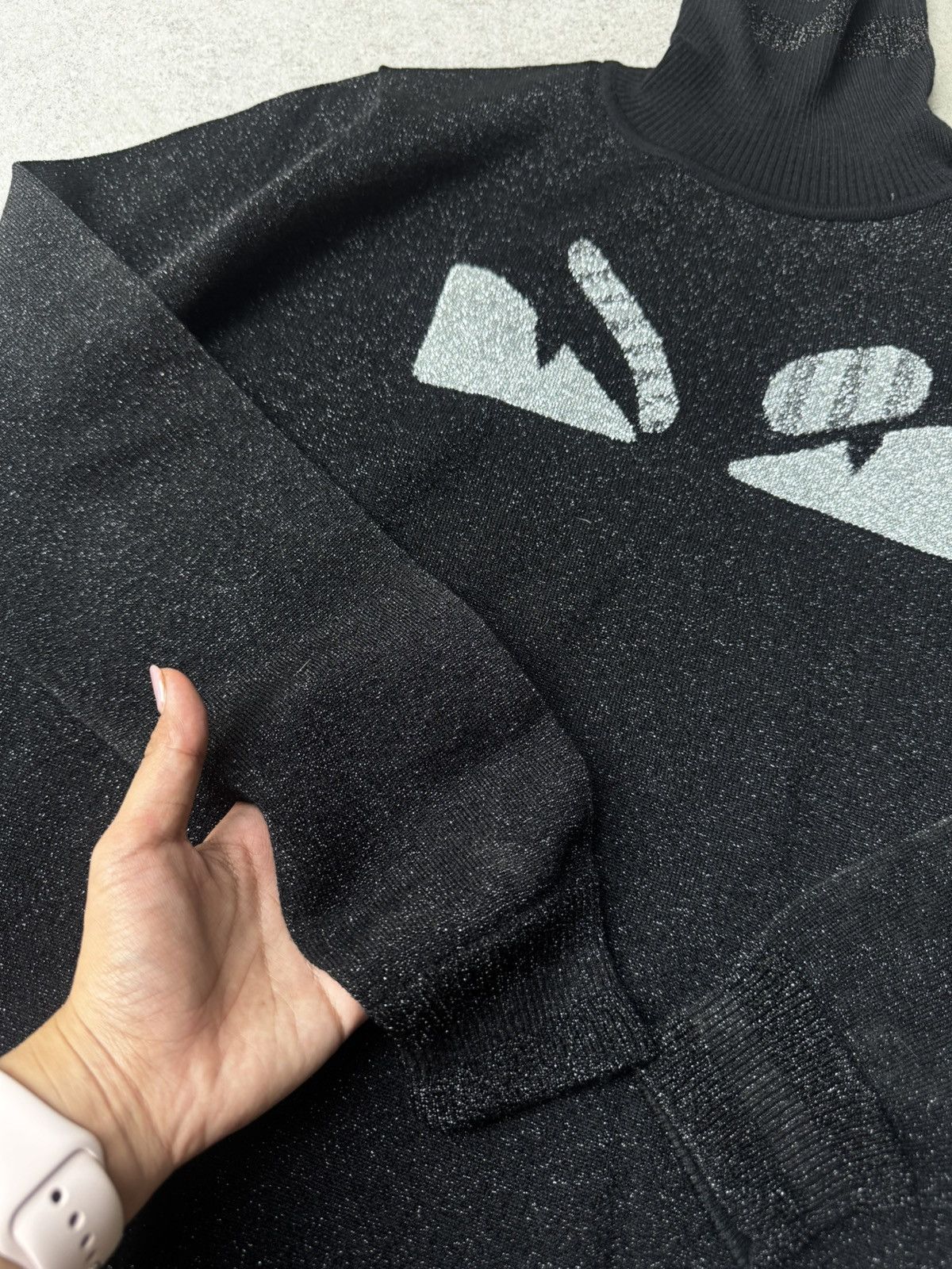 Fendi Fendi Monster Eyes Lurex & Wool Turtleneck Sweatshirt Size M / US 6-8 / IT 42-44 - 3 Thumbnail