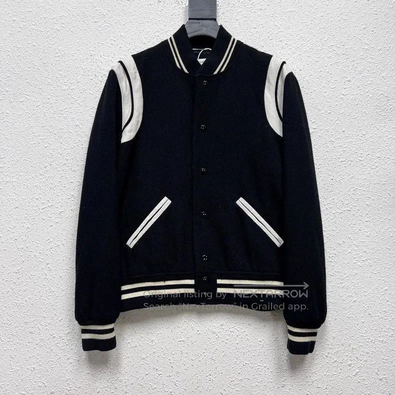 Saint Laurent Paris YSL SLP Black Wool Varsity Jacket. Size US S / EU 44-46 / 1 - 1 Thumbnail