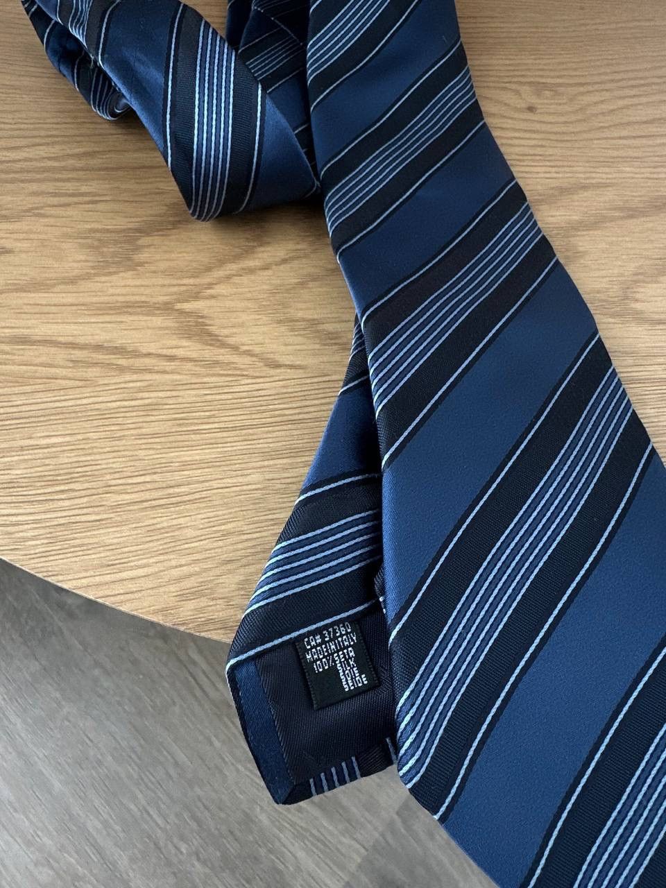 Emporio Armani Vintage Emporio Armani Made in Italy Silk Tie – Navy Striped Size ONE SIZE - 4 Thumbnail