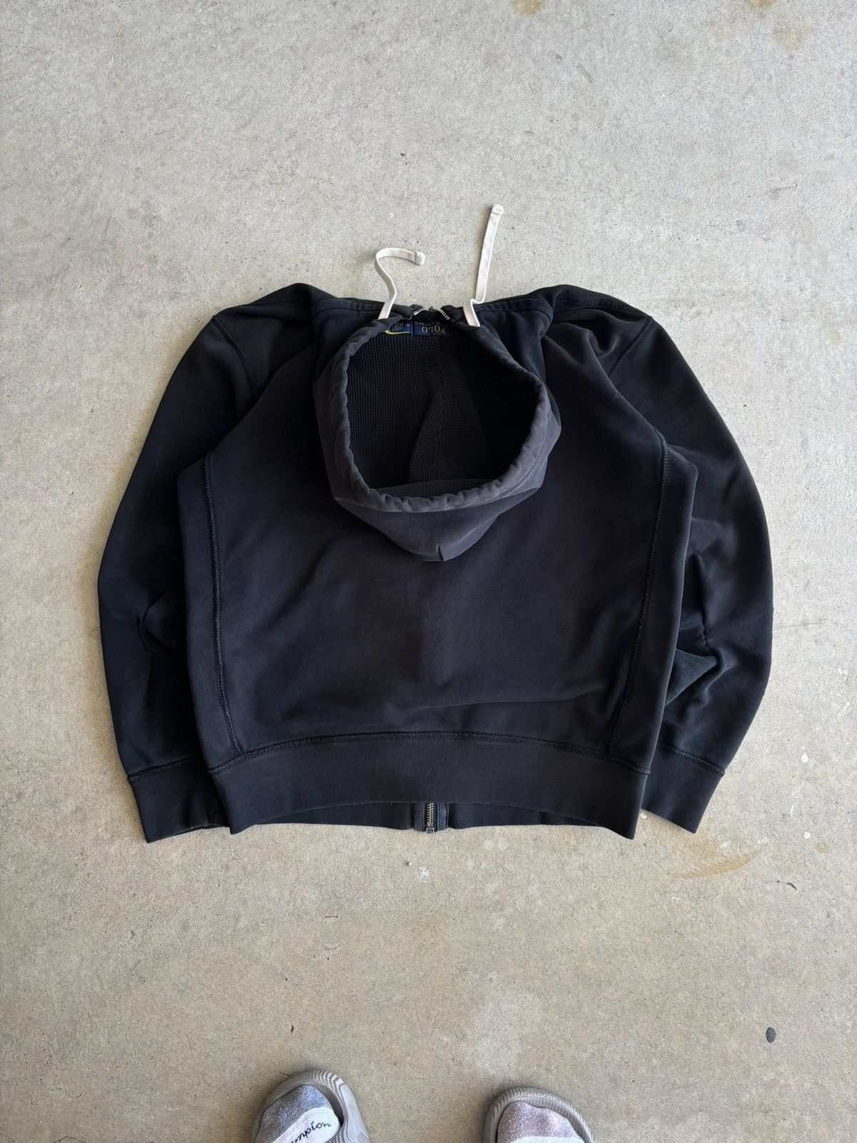 Polo Ralph Lauren Y2K Polo Ralph Lauren Black Distressed Thermal Lined Hoodie Size US M / EU 48-50 / 2 - 2 Thumbnail