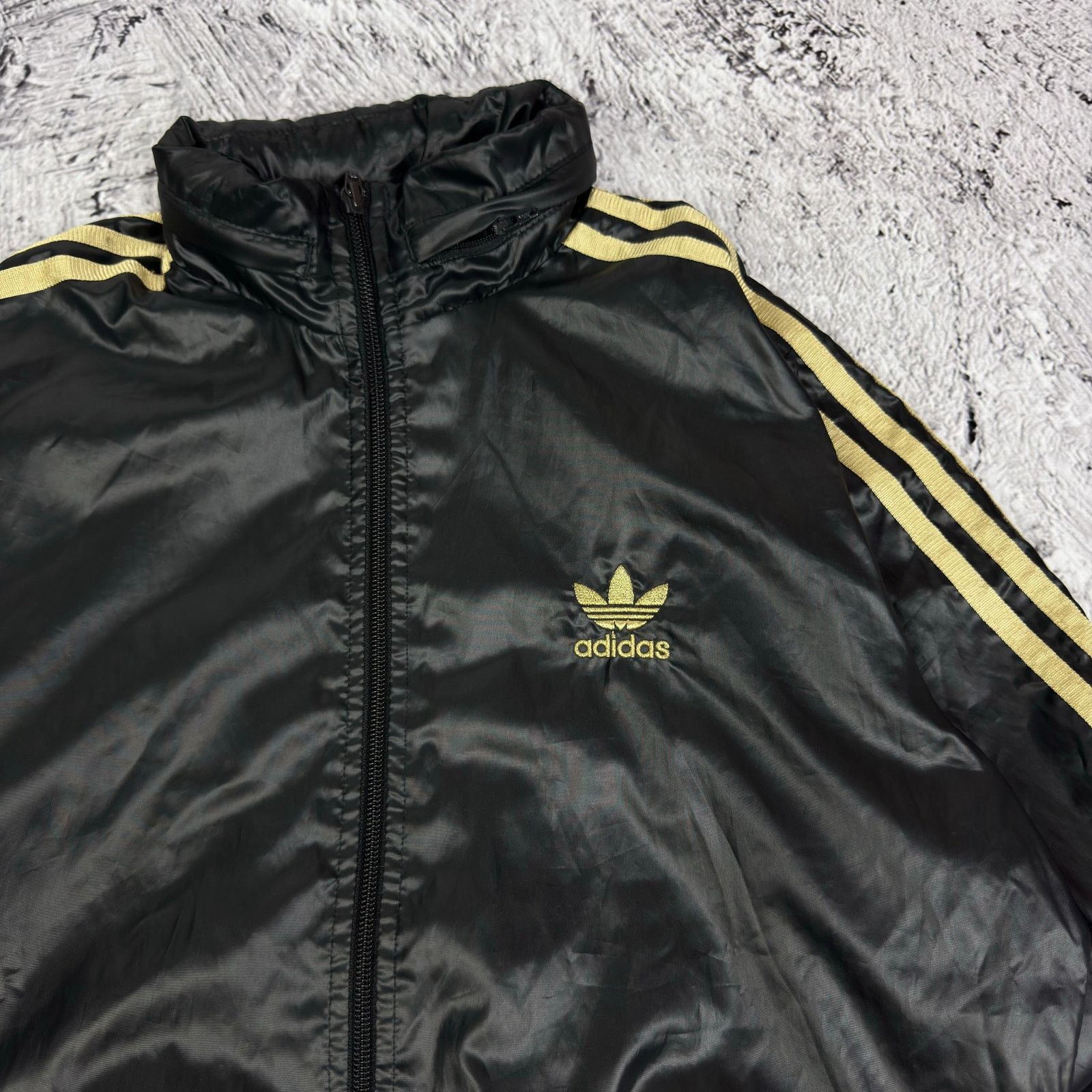 Adidas Adidas Womens Black Gold 3-Stripe Trefoil Full Zip Jacket 40 Size S / US 4 / IT 40 - 4 Thumbnail