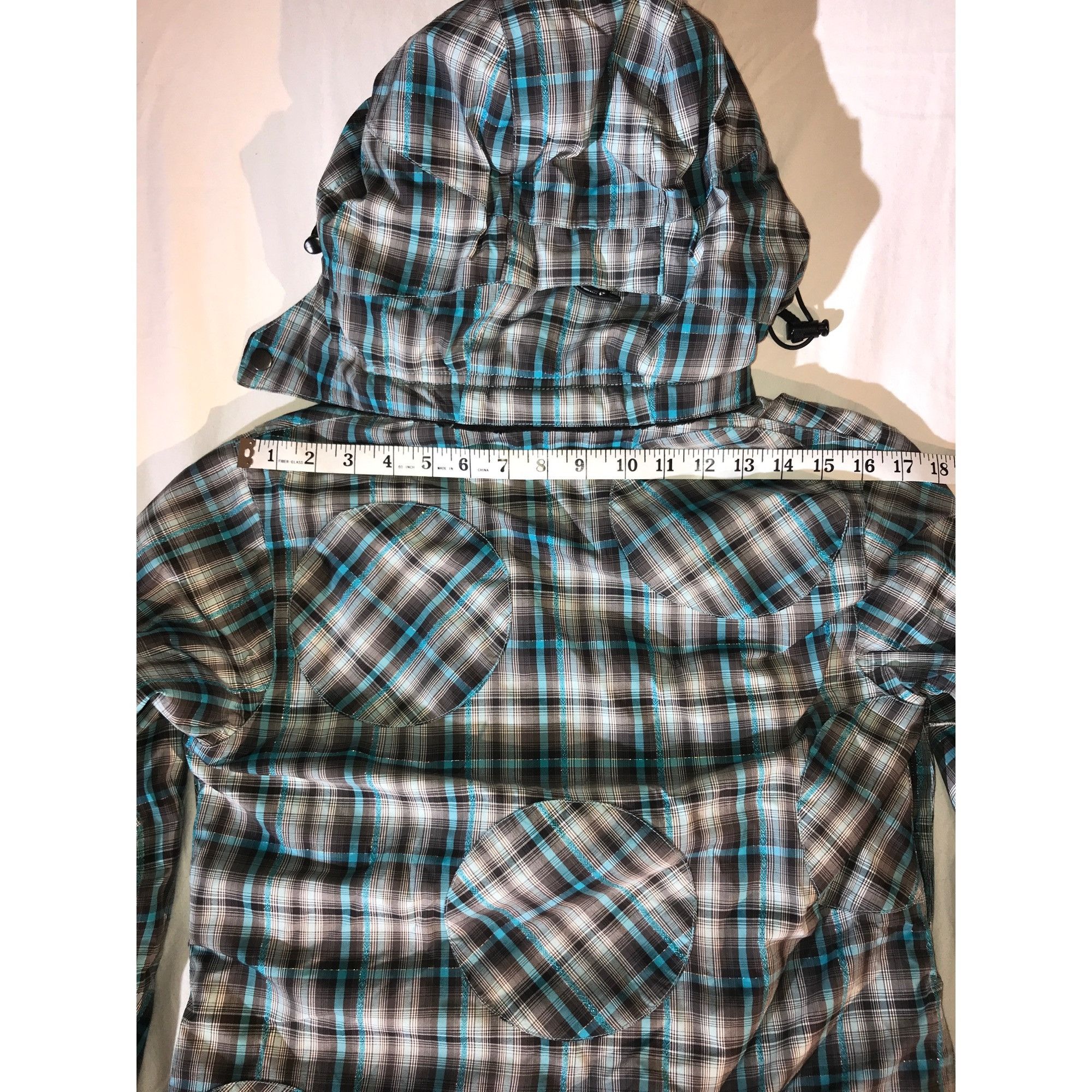 Designer Ride Snowboards Women's Hooded Aqua Plaid Ski Jacket Multico Size S / US 4 / IT 40 - 7 Thumbnail