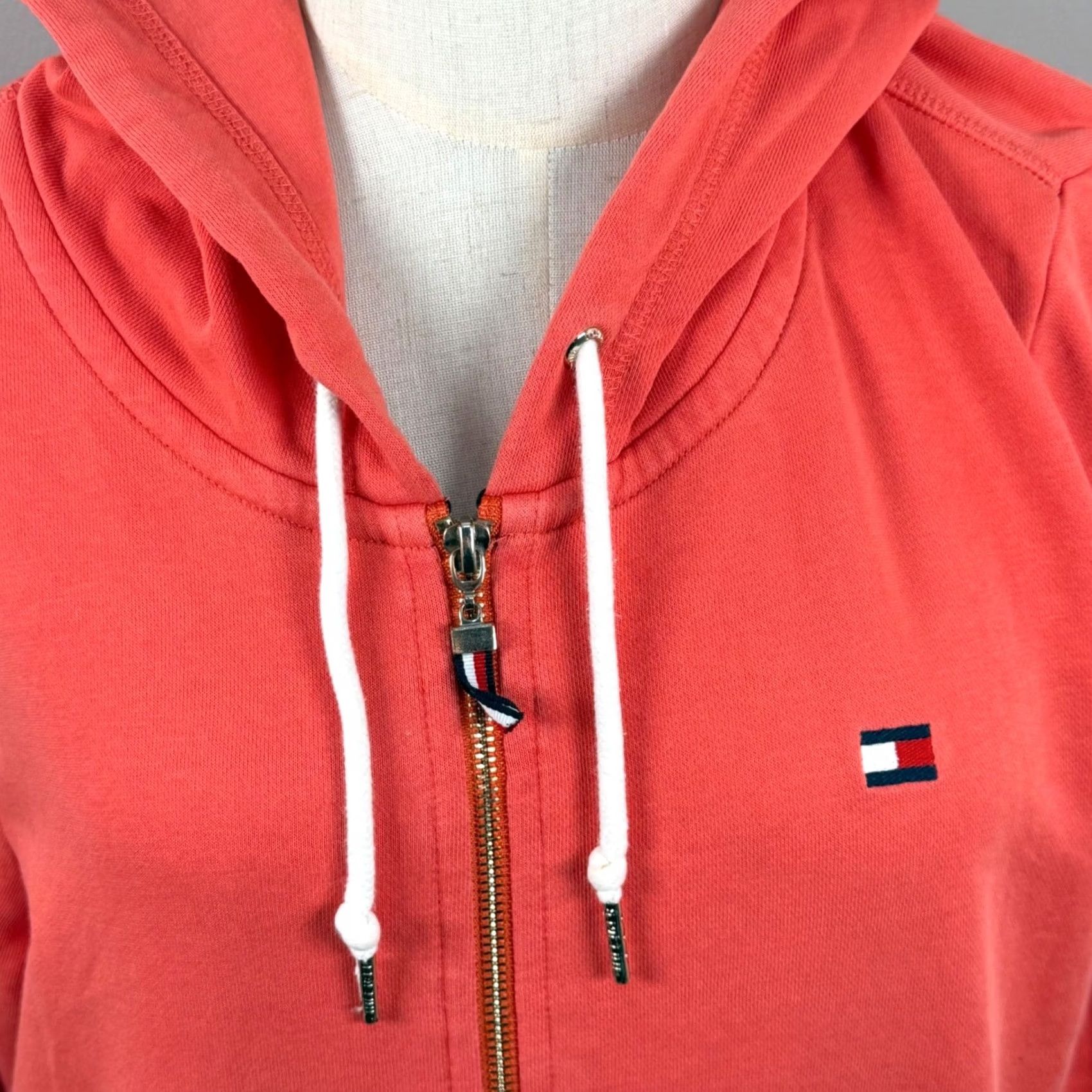 Tommy Hilfiger Tommy Hilfiger XL Hoodie Coral Full Zip French Terry Sporty Athleisure Retro Size XL / US 12-14 / IT 48-50 - 2 Thumbnail