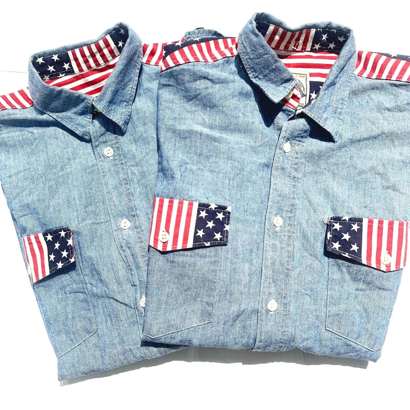 Other Biscote &Co denim shirt US flag inserts NoS 80s 2 available. Size US S / EU 44-46 / 1 - 6 Thumbnail