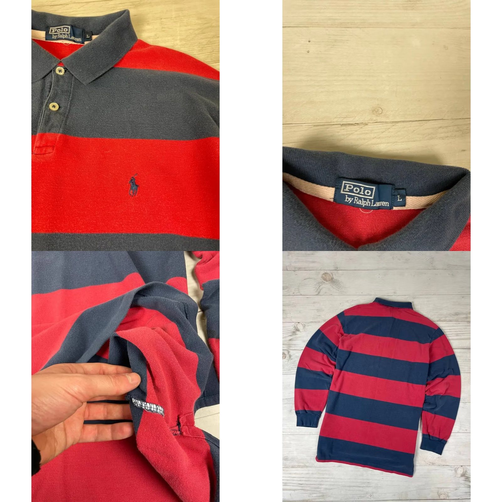 Polo Ralph Lauren VINTAGE Polo Ralph Lauren Long Sleeve Shirt Rugby Striped Men Size L Red (90s) Mens Size US L / EU 52-54 / 3 - 8 Thumbnail