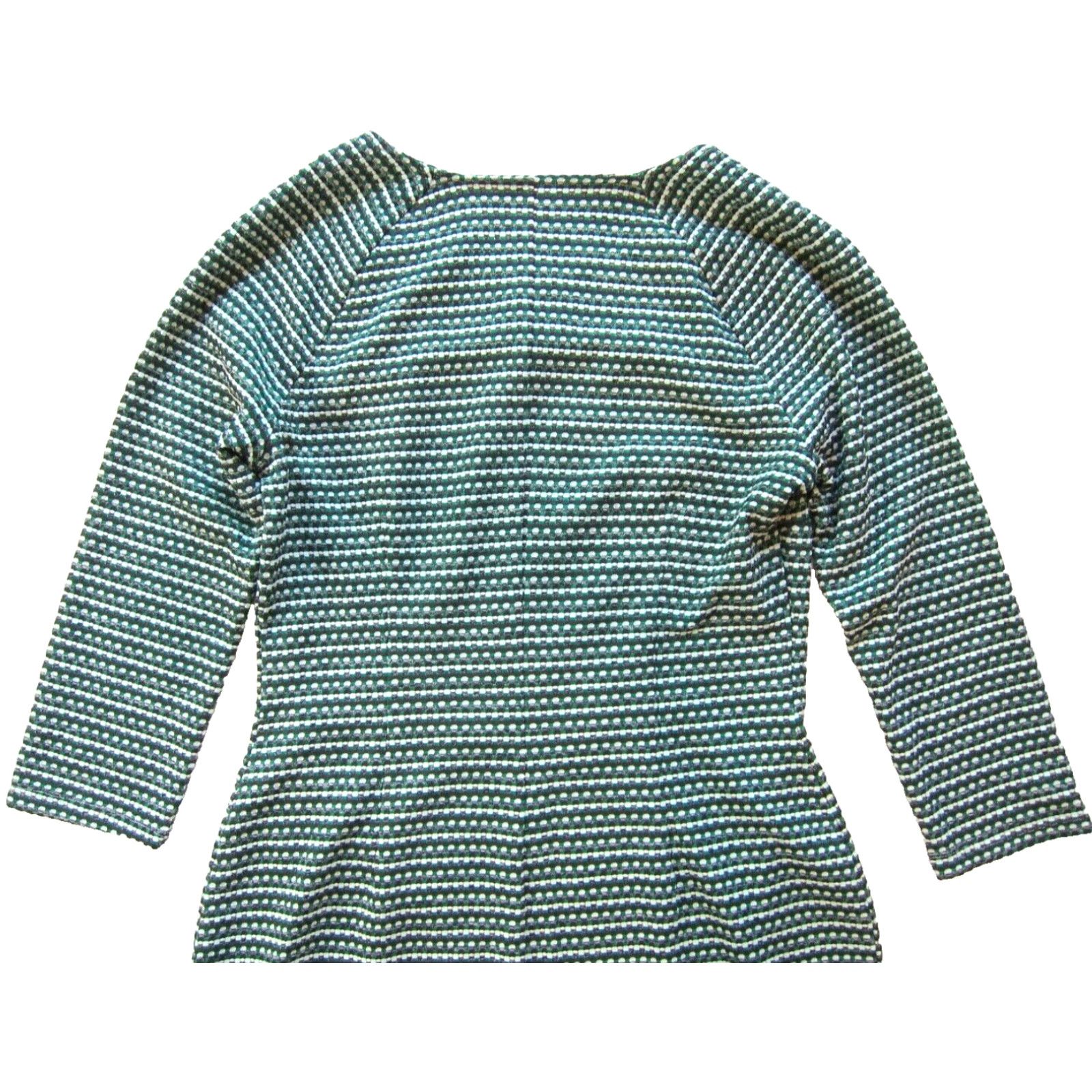 Vintage ECI New York Tweed Polka Dot 3/4 Sleeve Smock Dress Medium Green Grey Polka Dot Dress Size M / US 6-8 / IT 42-44 - 5 Thumbnail