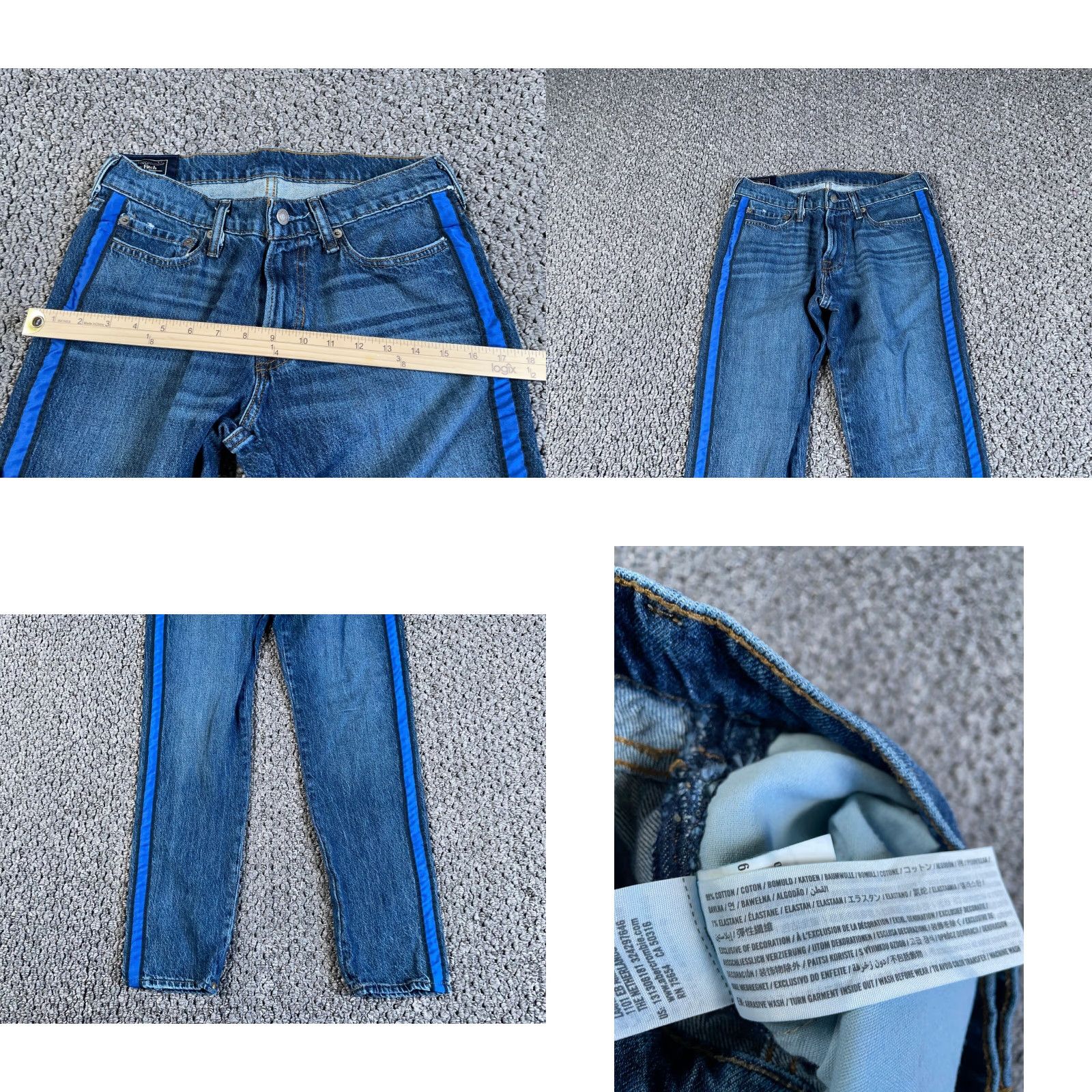 Abercrombie & Fitch VINTAGE Abercrombie & Fitch Jeans Slim 30 x 28 Blue Denim Striped 90s Hipster Mens Jeans (5-Pocket) Short Version: 30 in Inseam 28 in Size US 30 / EU 46 - 8 Thumbnail