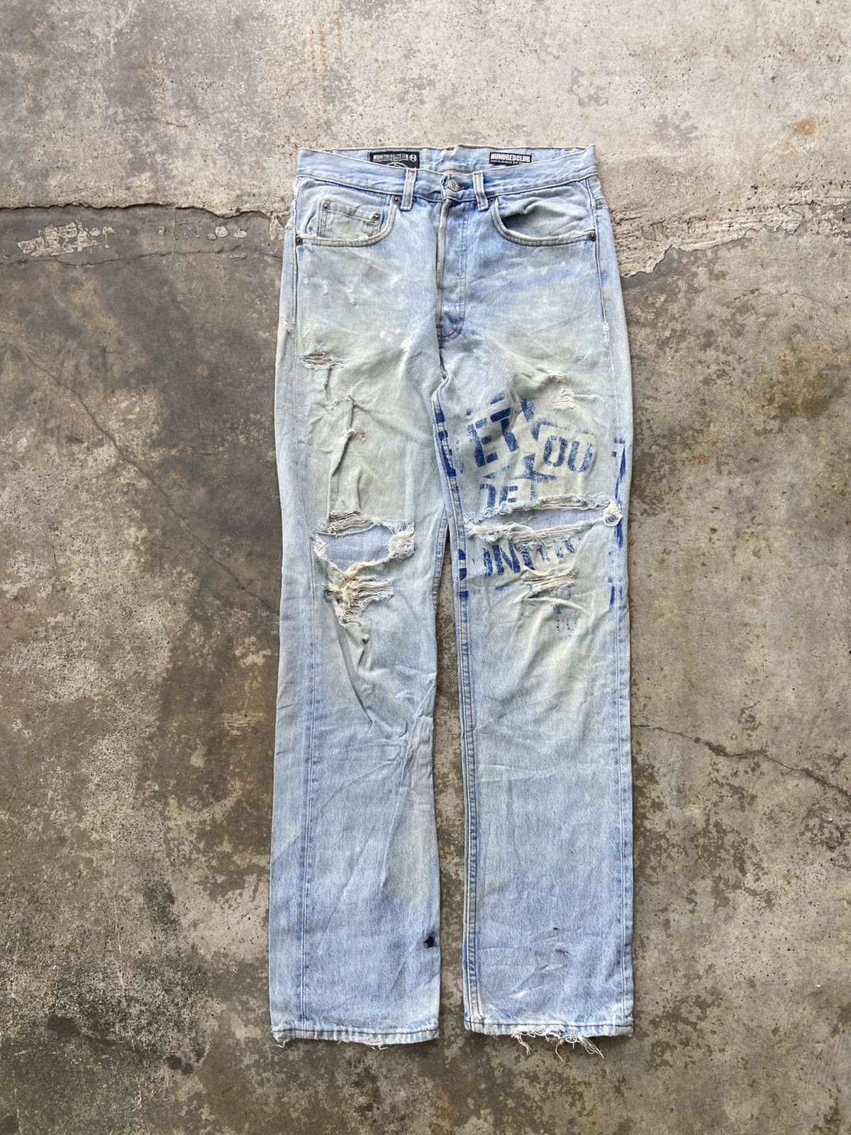 Levi's VINTAGE Levi’s 501 x HUNDREDCLUB Punk Rock Jeans Size US 30 / EU 46 - 2 Thumbnail