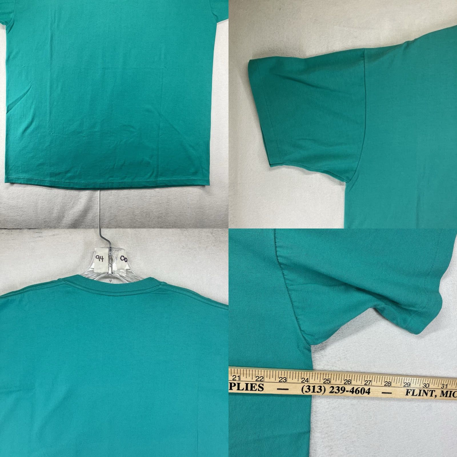 Altea Vintage Single Stitch T Shirt Blank XL 90s USA Made Teal Colour 48x30 Size US XL / EU 56 / 4 - 8 Thumbnail