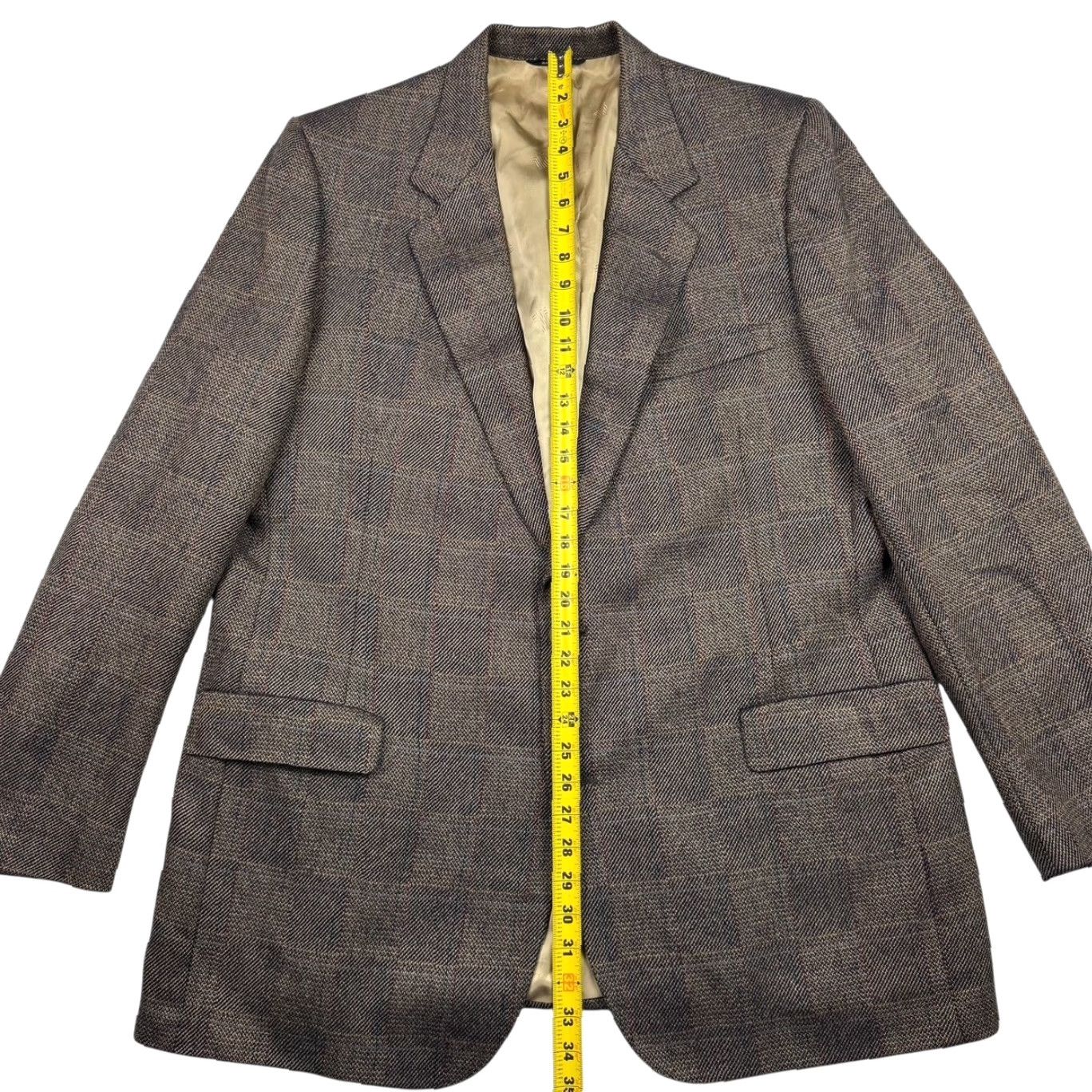 Lanvin VINTAGE Lanvin Blazer Jacket Wool Tweed Brown 46L Men's Wool Blazer - Lanvin Two Button Single-Breasted Notch Lapel, Regular, Long Fit Mens Size 46R - 7 Thumbnail