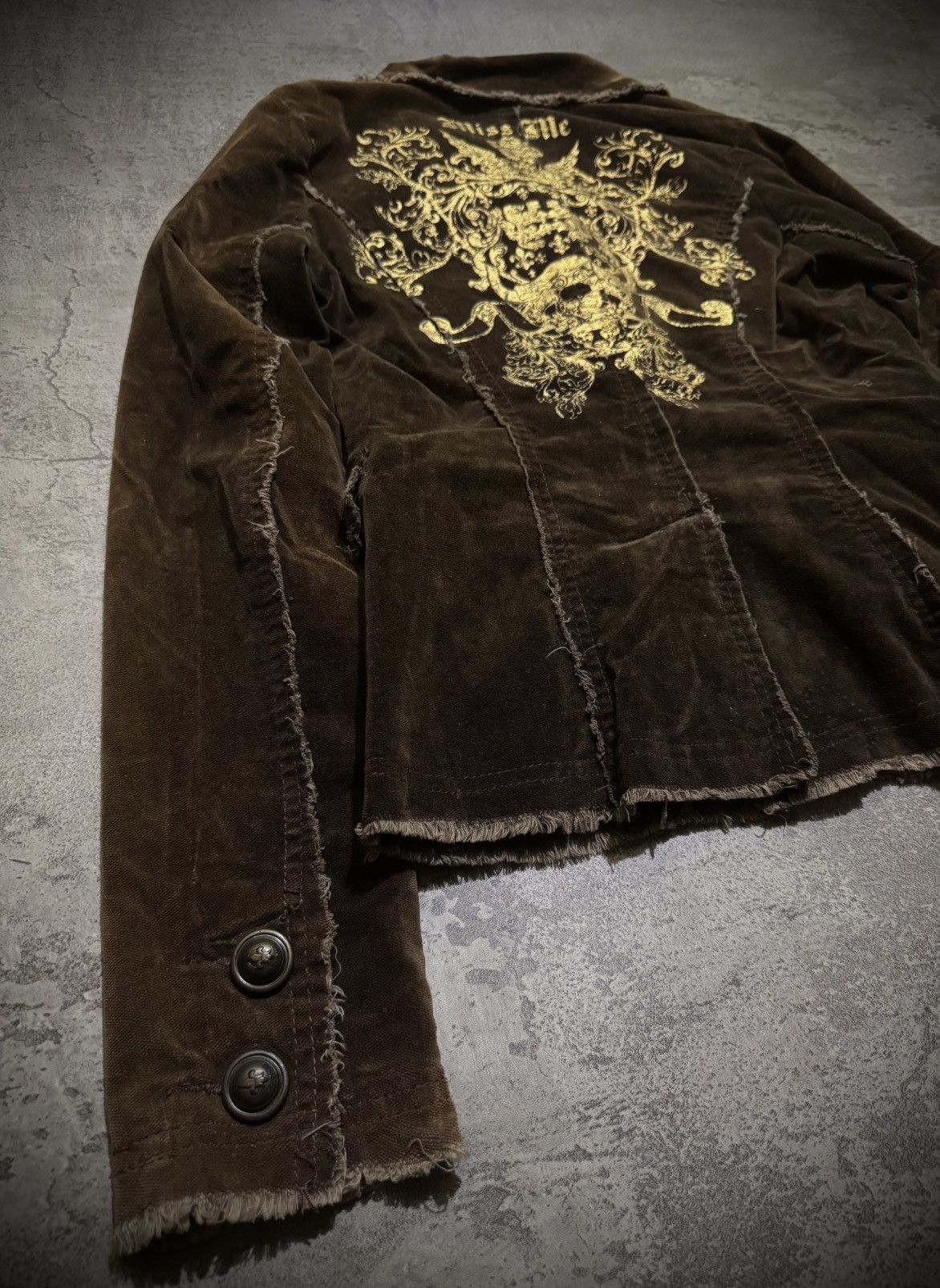 Hysteric Glamour Miss me Skull Brown Gold Foil Ifsixwasnine Velvet Blazer Size S / US 4 / IT 40 - 3 Thumbnail