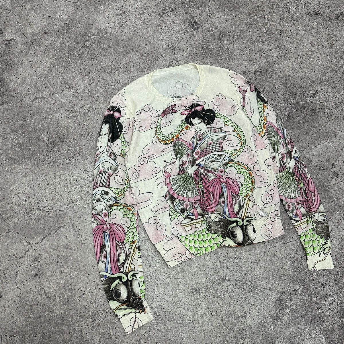 Japanese Brand Vintage 00s Love Moschino Japanese Geisha AOP cardigan y2k Size S / US 4 / IT 40 - 5 Thumbnail