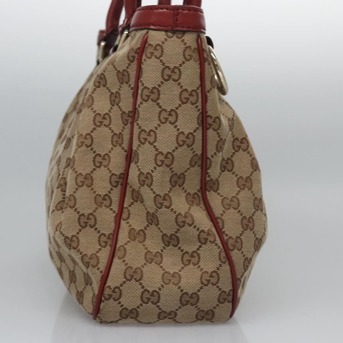 Gucci GUCCI GG Canvas Tote Bag Beige Gold Red Size ONE SIZE - 4 Thumbnail