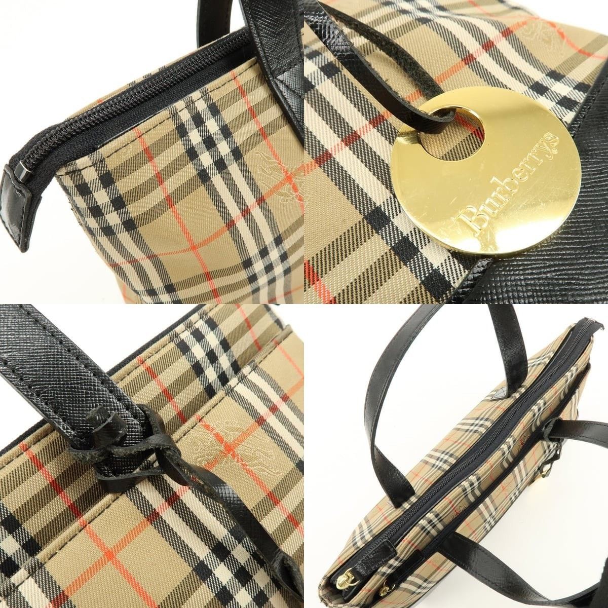 Burberry Burberry Nova Check Canvas & Leather Tote Beige Size ONE SIZE - 7 Thumbnail