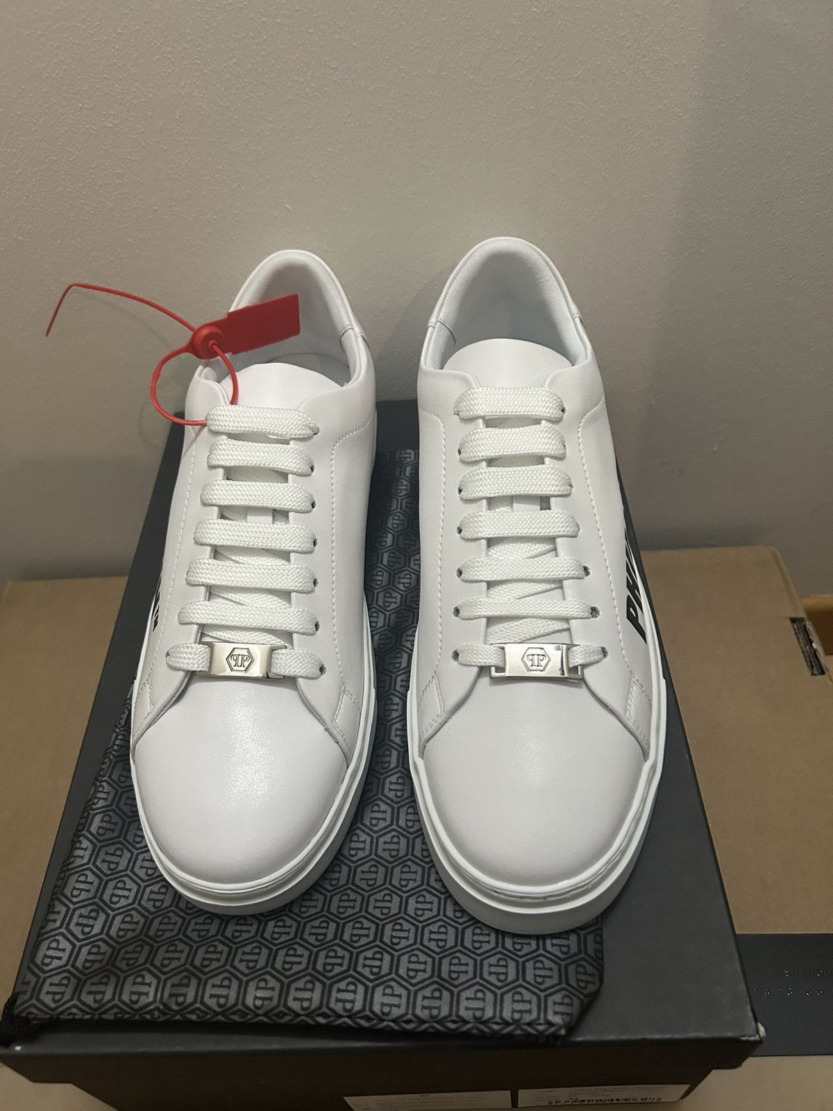 Philipp Plein Philipp Plein White Leather Logo Sneakers – Low Top Size US 10 / EU 43 - 2 Thumbnail