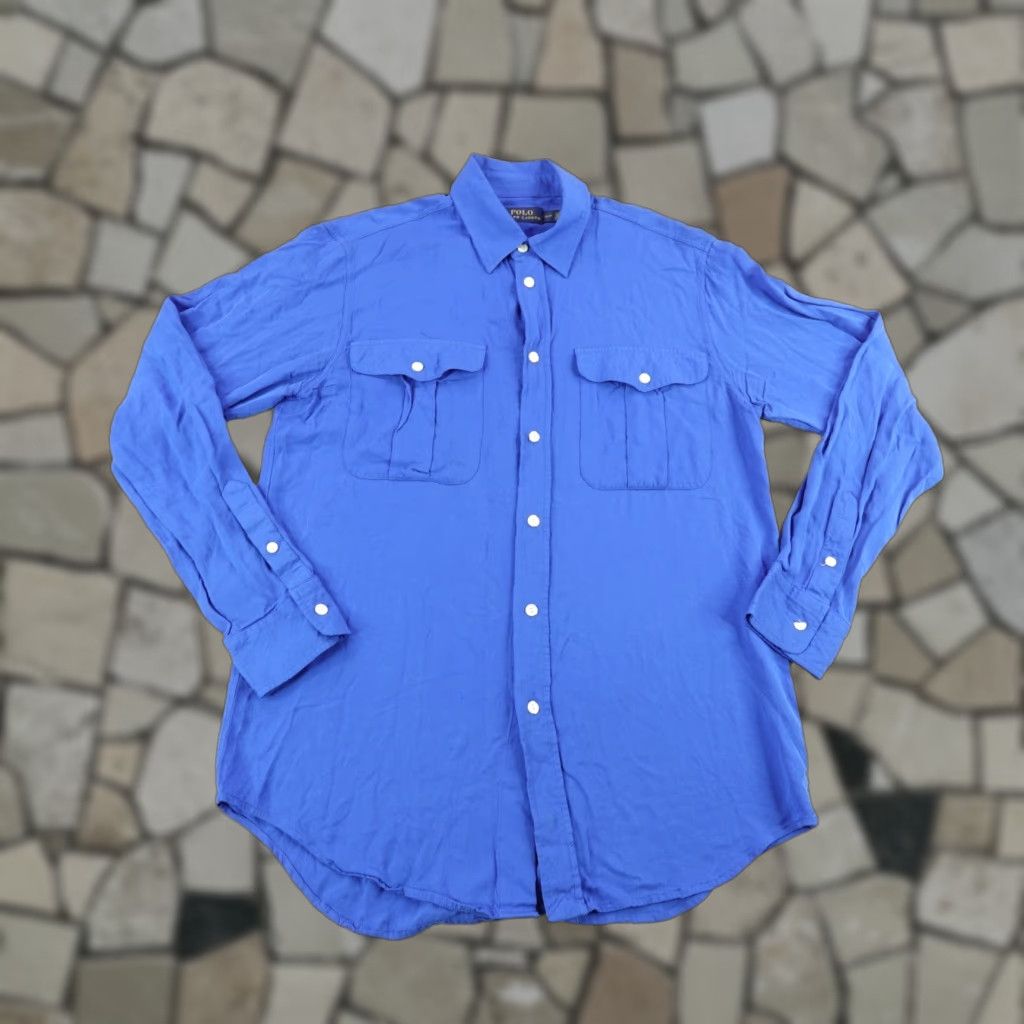 Polo Ralph Lauren Polo Ralph Lauren VINTAGE Button-Up Shirt Mens Small Blue Rayon Long Sleeve Casual Classic Size US S / EU 44-46 / 1 - 1 Thumbnail