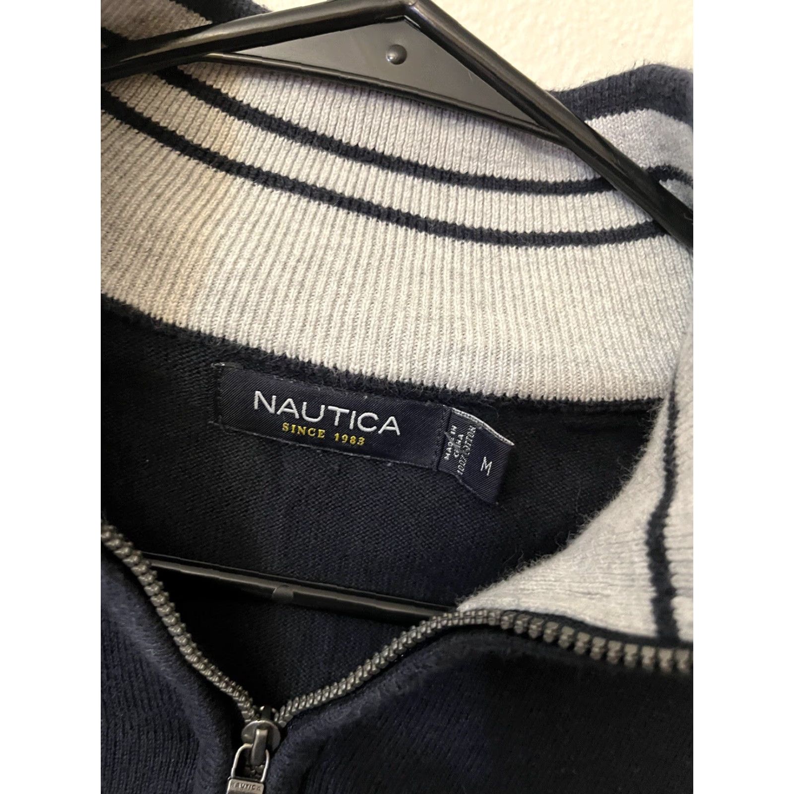Nautica Nautica Sweater Pullover 1/4 Zip Navy Blue Mens M Blue Logo Knit Long Sleeve Collared Regular Modern American Golf Size US M / EU 48-50 / 2 - 3 Thumbnail