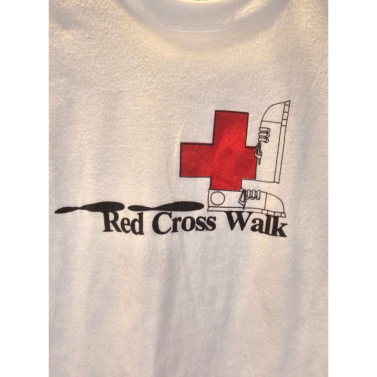 Vintage VINTAGE HEALTHKNIT T-Shirt White XL 50/50 SINGLE STITCH Crew Neck Short Sleeve Mens XLARGE Red Cross Walk 80's 80' Size US XL / EU 56 / 4 - 2 Thumbnail