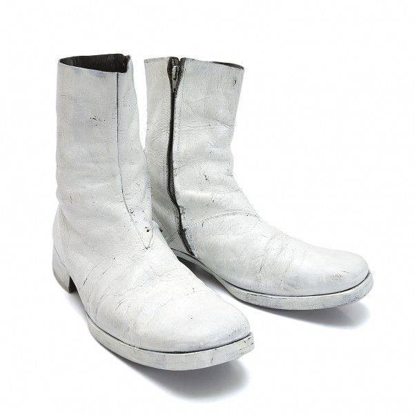 image of Maison Margiela Painted Square Toe Boots in White, Men's (Size 10)