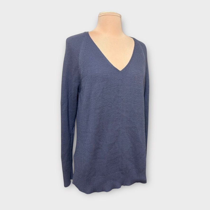 Athleta Athleta Refined V-Neck Sweater S Purple Merino Wool Blend Ri Size S / US 4 / IT 40 - 6 Thumbnail