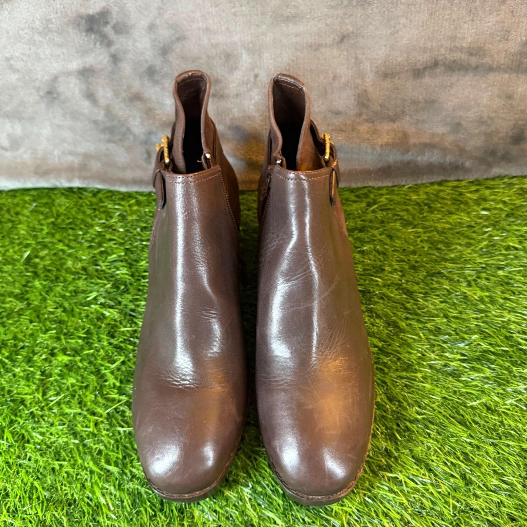 Cole Haan Cole Haan Signature Brown Leather Suede Ankle Boots Womens 6.5 B Buckle Zip Almond Toe Block Heel Bootie Size US 7 / IT 37 - 4 Thumbnail