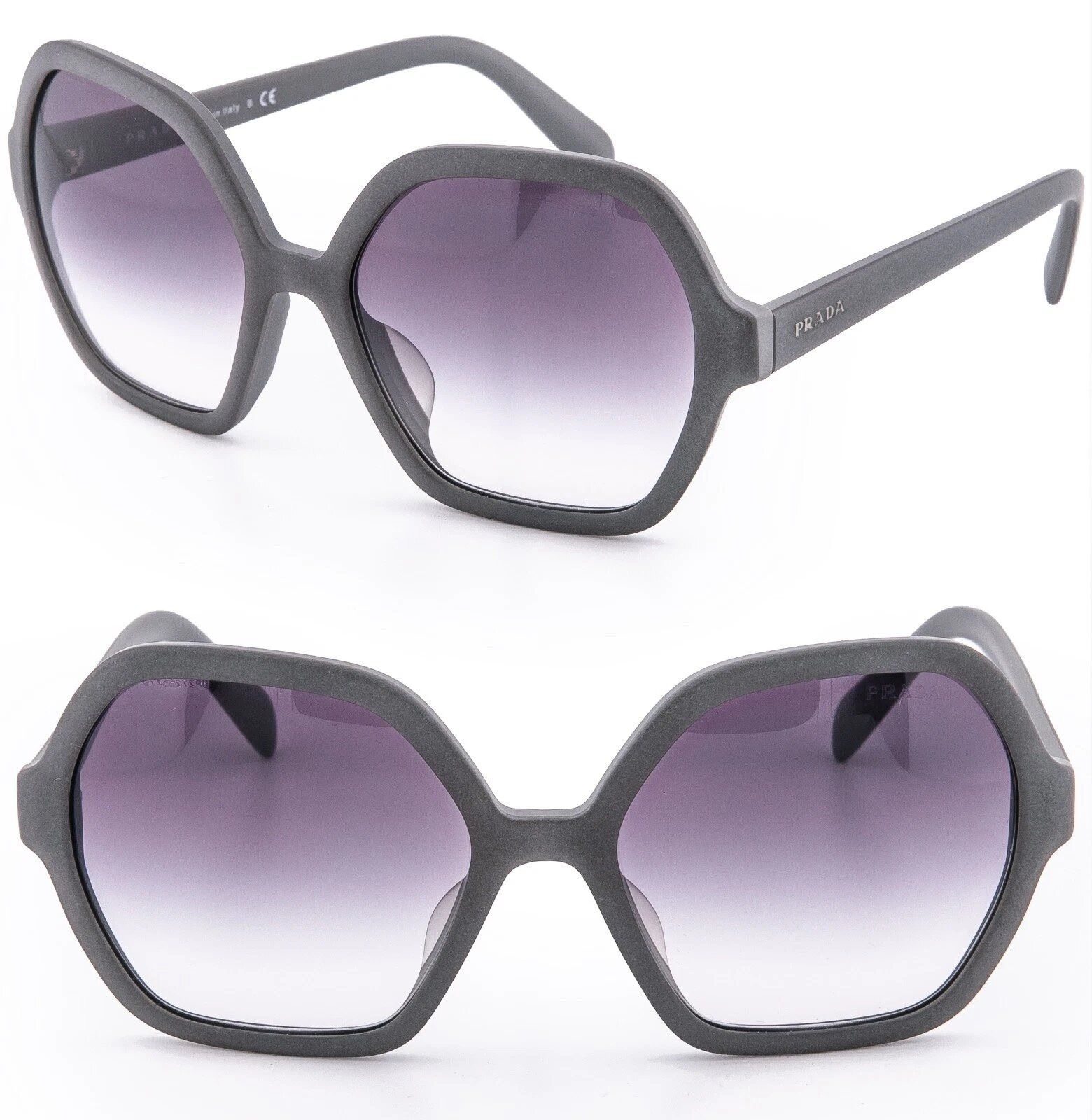 Prada PRADA 06S PR06SS SOFT POP Geometric Sunglasses Matte Gray Size ONE SIZE - 1 Thumbnail