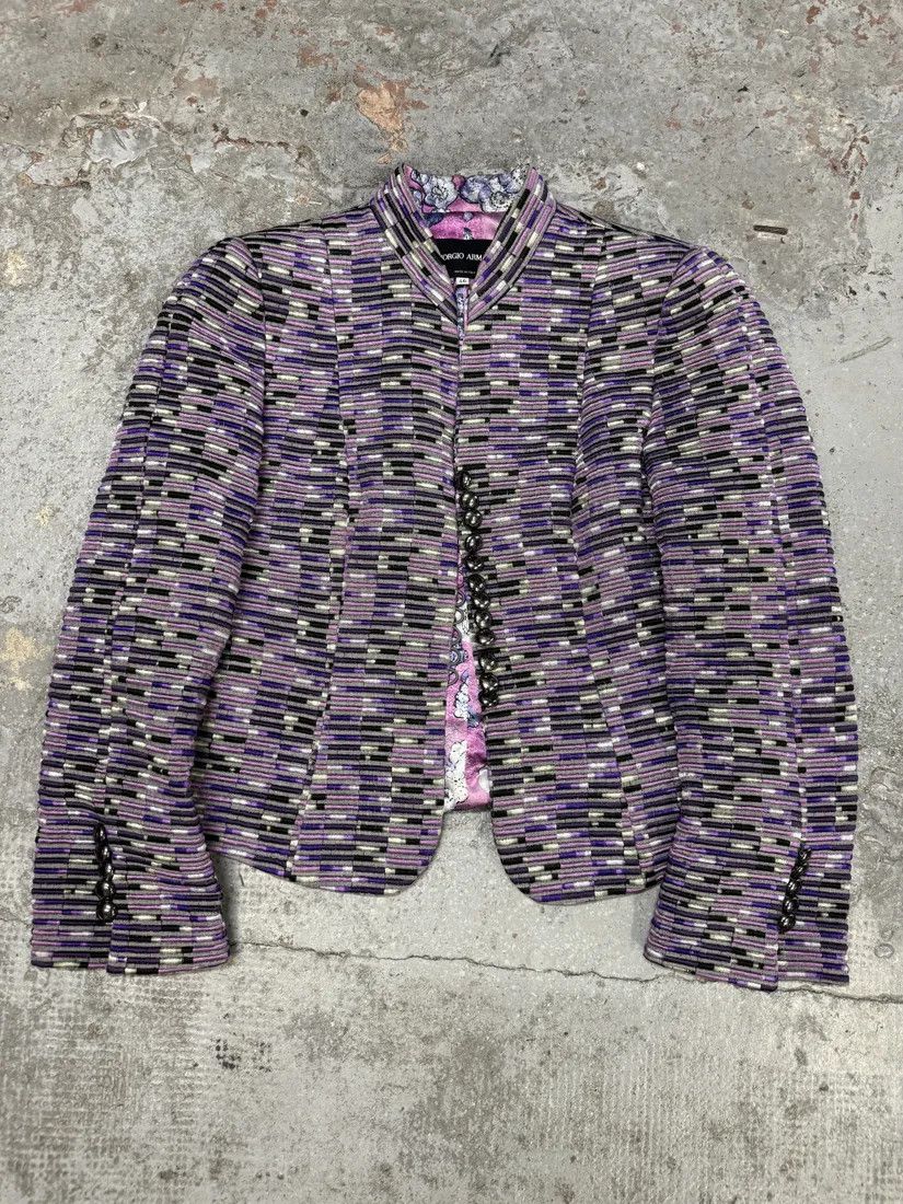 Designer × Giorgio Armani × Vintage Giorgio Armani Purple Lined Buttoned Jacket Size XS / US 0-2 / IT 36-38 - 4 Thumbnail
