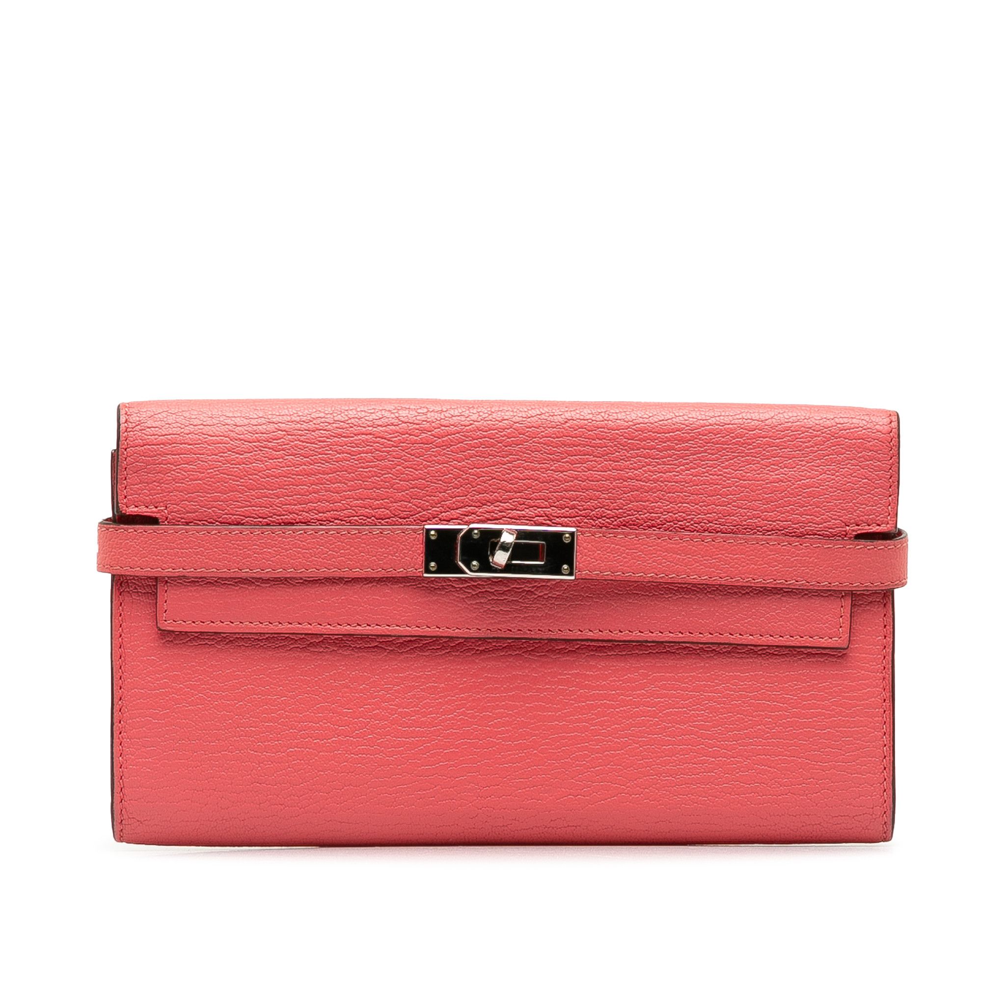 image of Hermes Chevre Classic Kelly Wallet in Pink, Women's